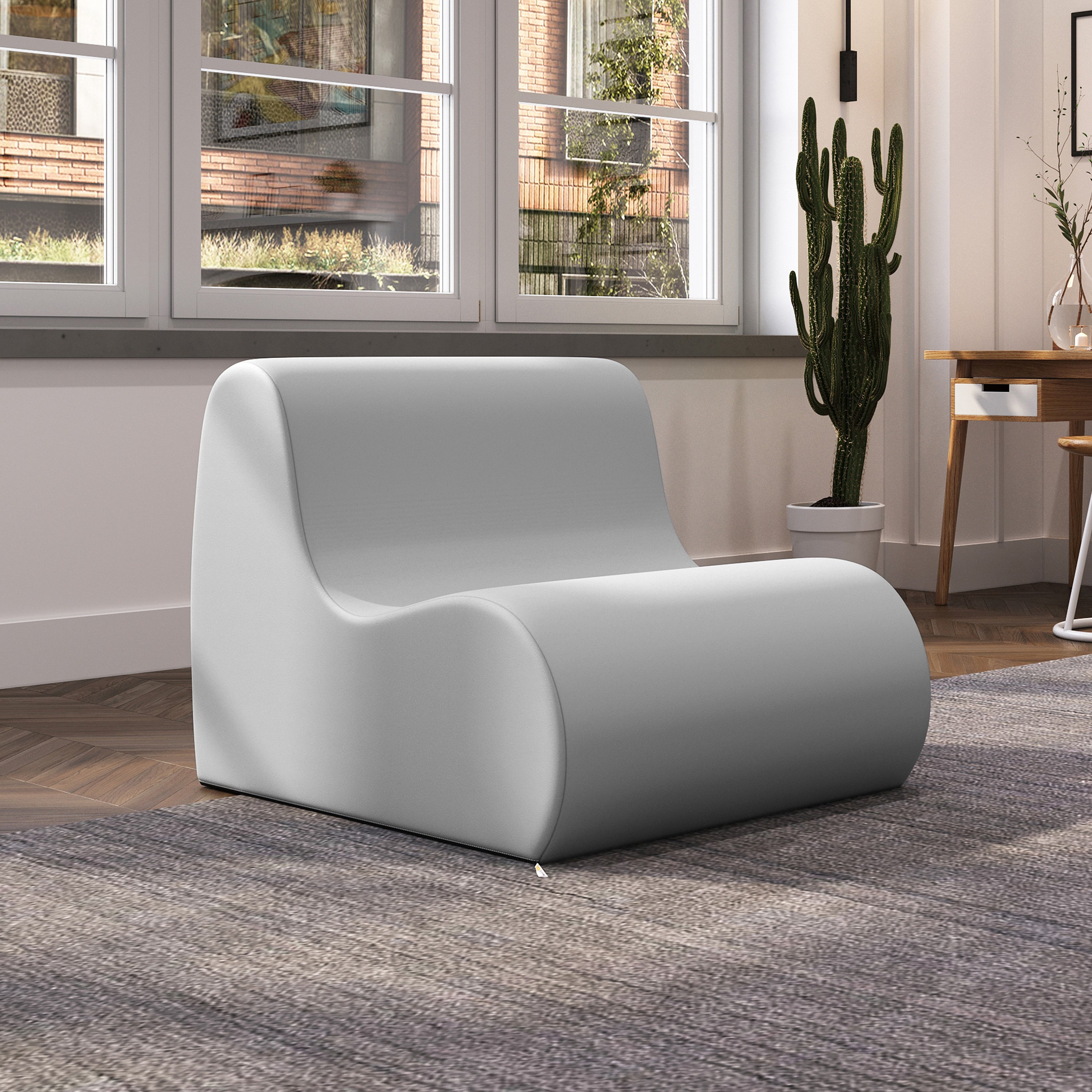 Jaxx Midtown Large Classroom Soft Foam Chair - Premium Vinyl Cover, Submarine Grey