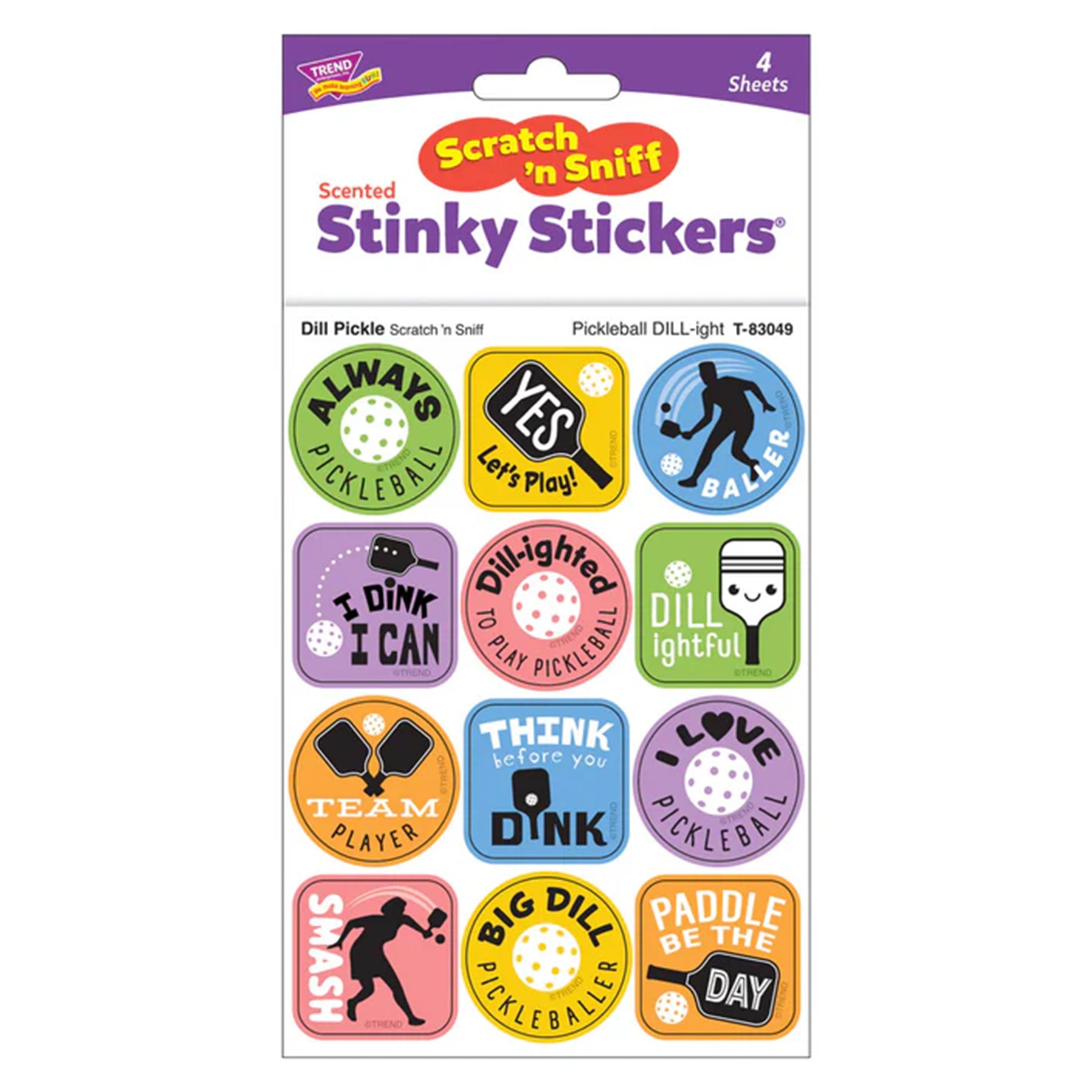 Pickleball Pride, Dill Pickle Scent Scratch 'n Sniff Stinky Stickers®, Pack of 48