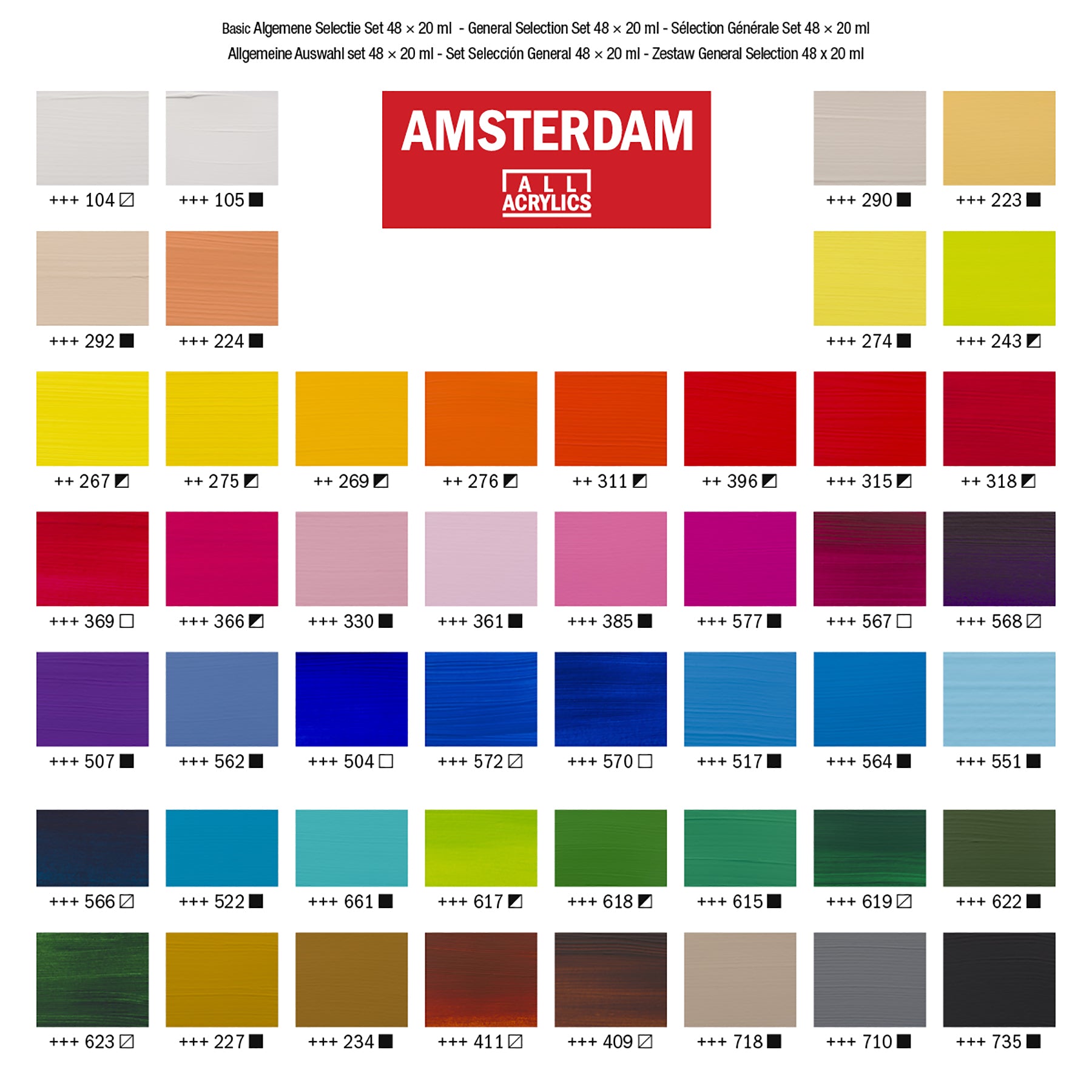 Standard Acrylic General Set, 48 x 20mL