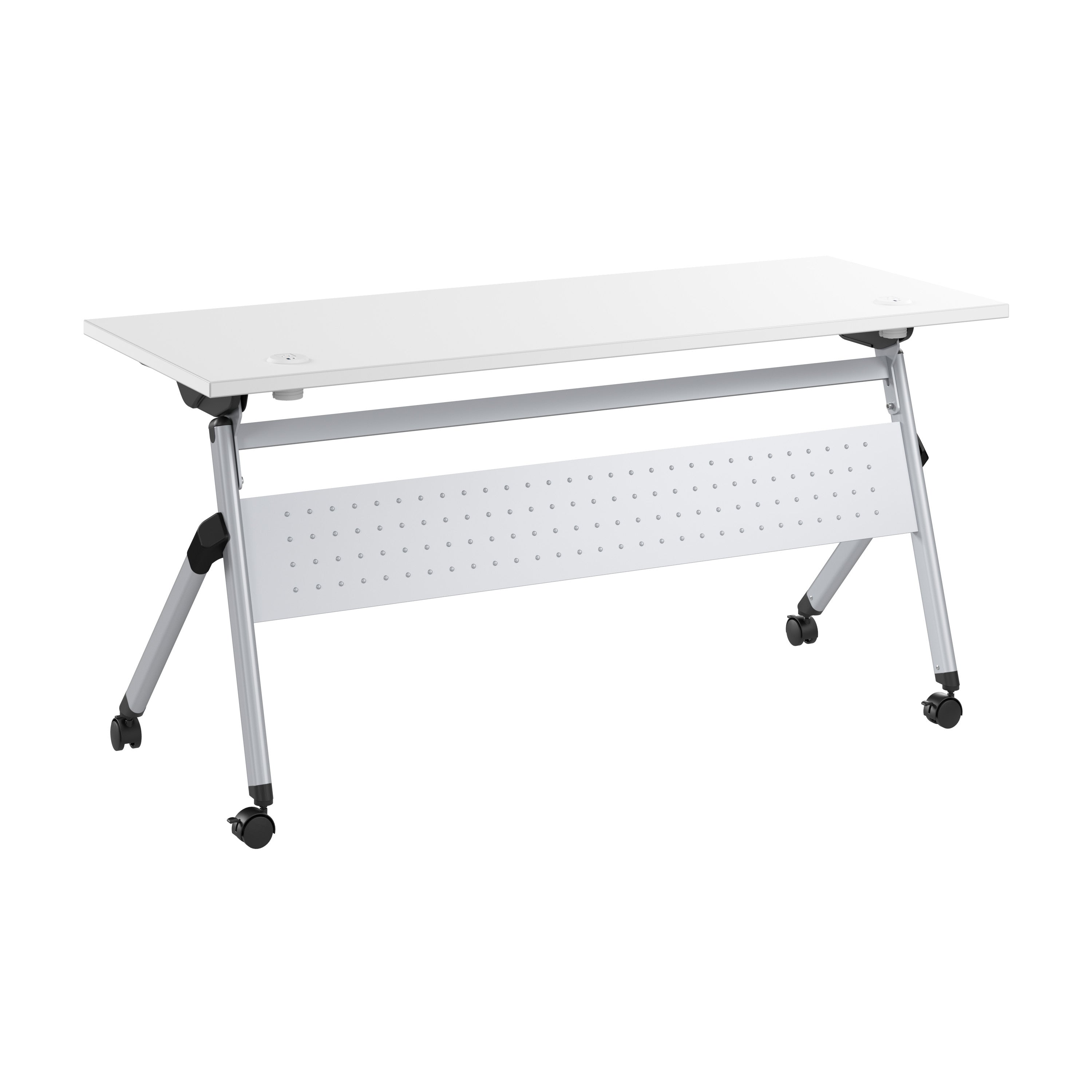 Bush Business Furniture Envision 60W Folding Training Table with Powered Grommets in White - 59.45" Width x 23.54" Depth x 29.62" Height