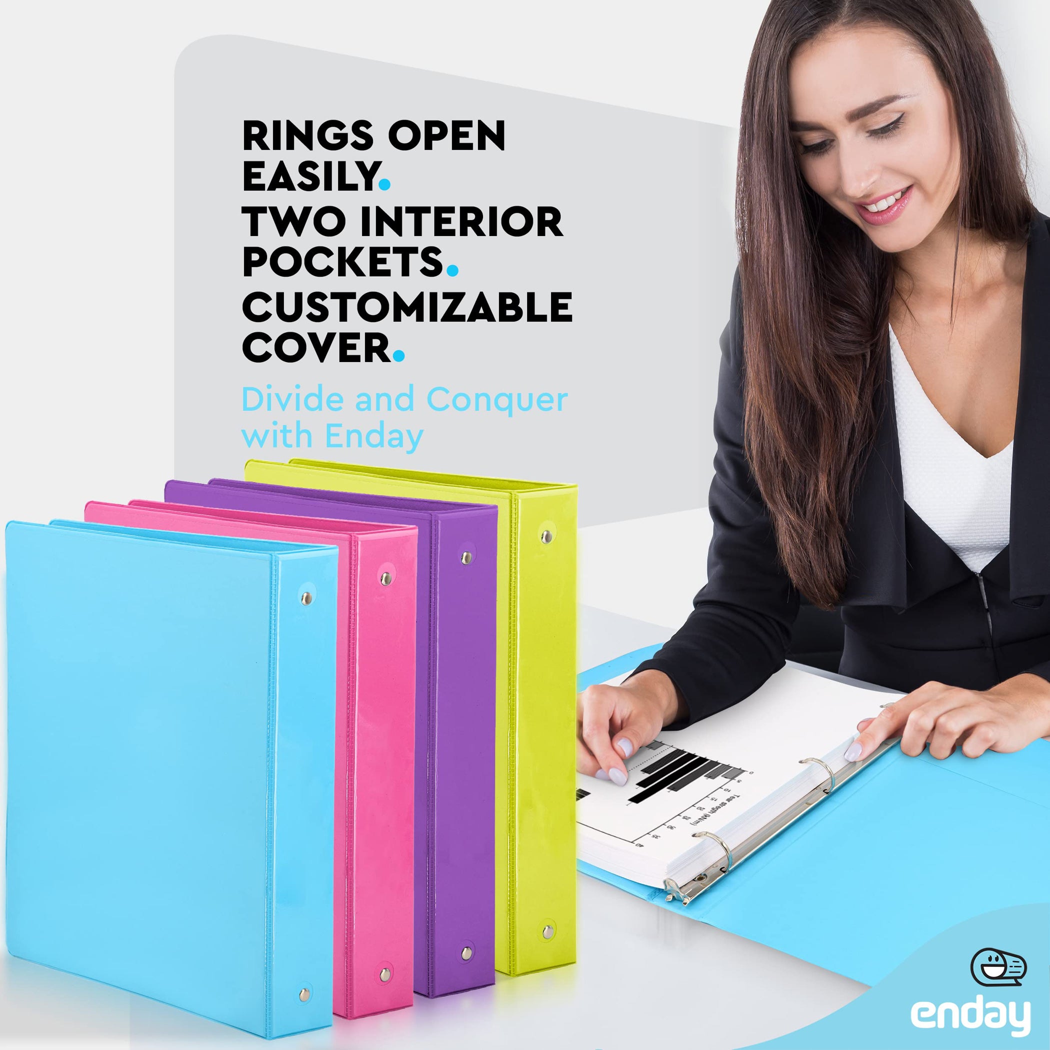 3-Ring View Binder, O-Ring, Assorted Colors, 1-1/2 Inch, Pack of 4