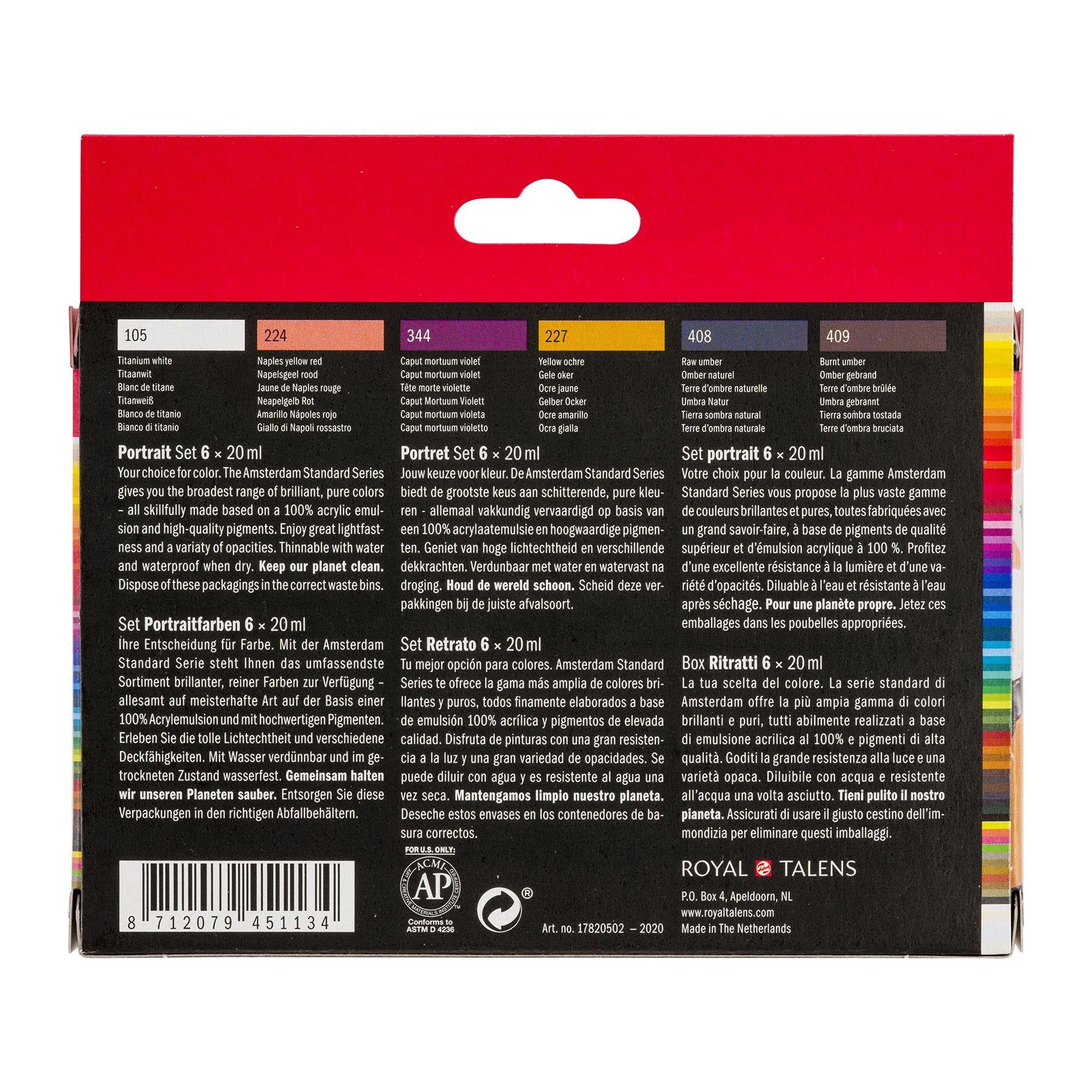 Standard Acrylic Portrait Colors Set, 6 x 20mL