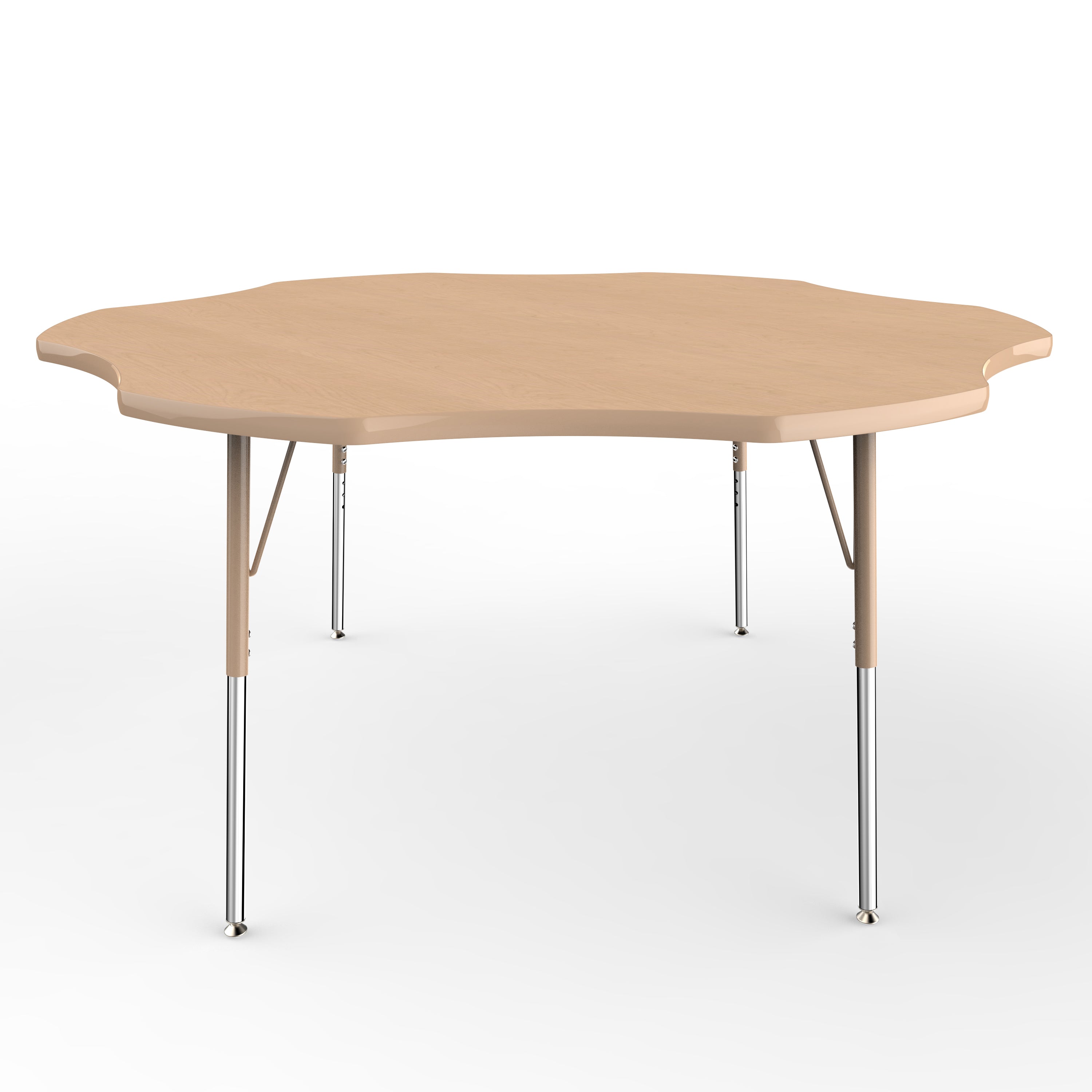 60" x 60" Flower T-Molding Activity Table with Adjustable Standard Swivel Glide Legs - Maple/Sand