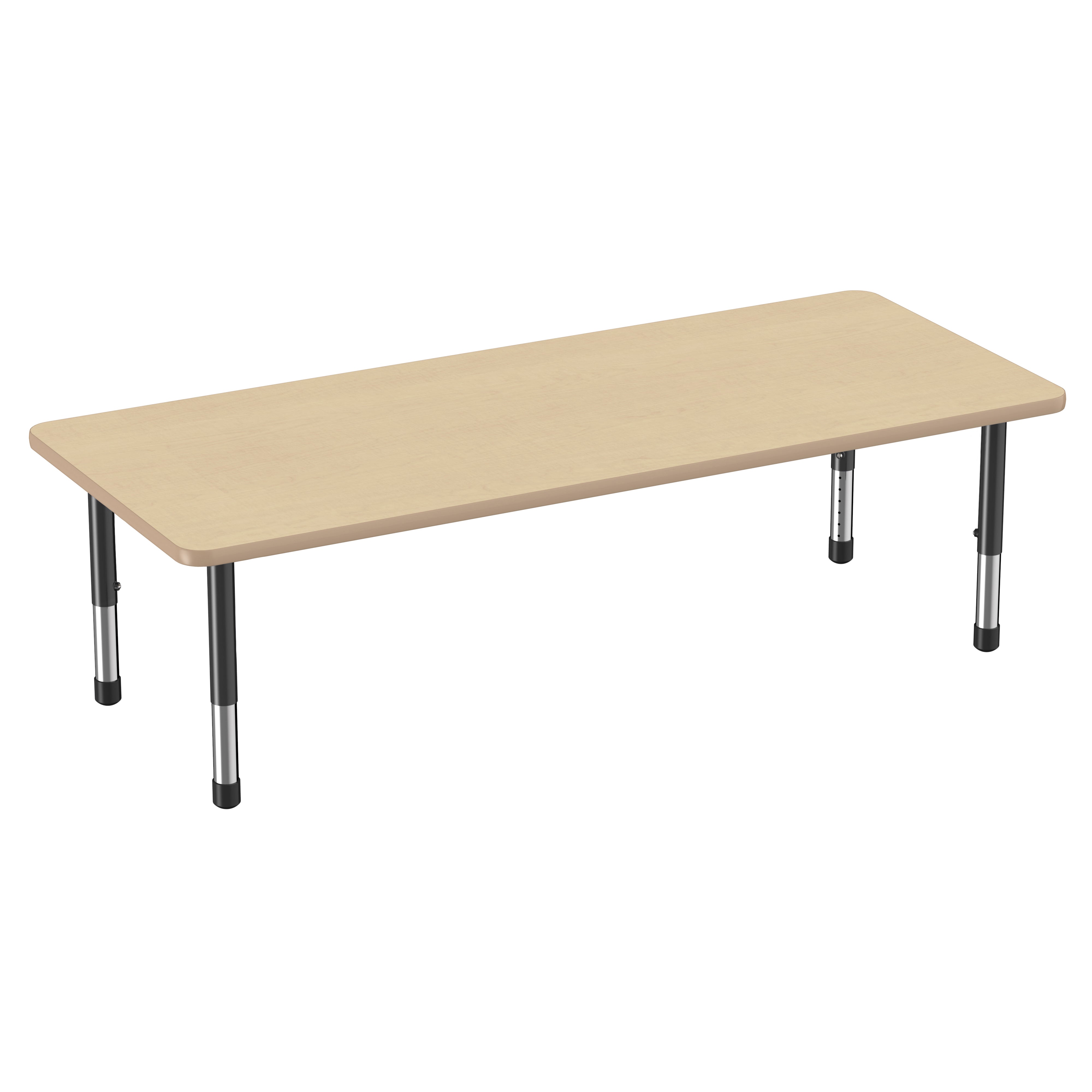 30" x 72" Rectangle Thermofused Activity Table with Adjustable Chunky Legs - Maple/Maple/Black