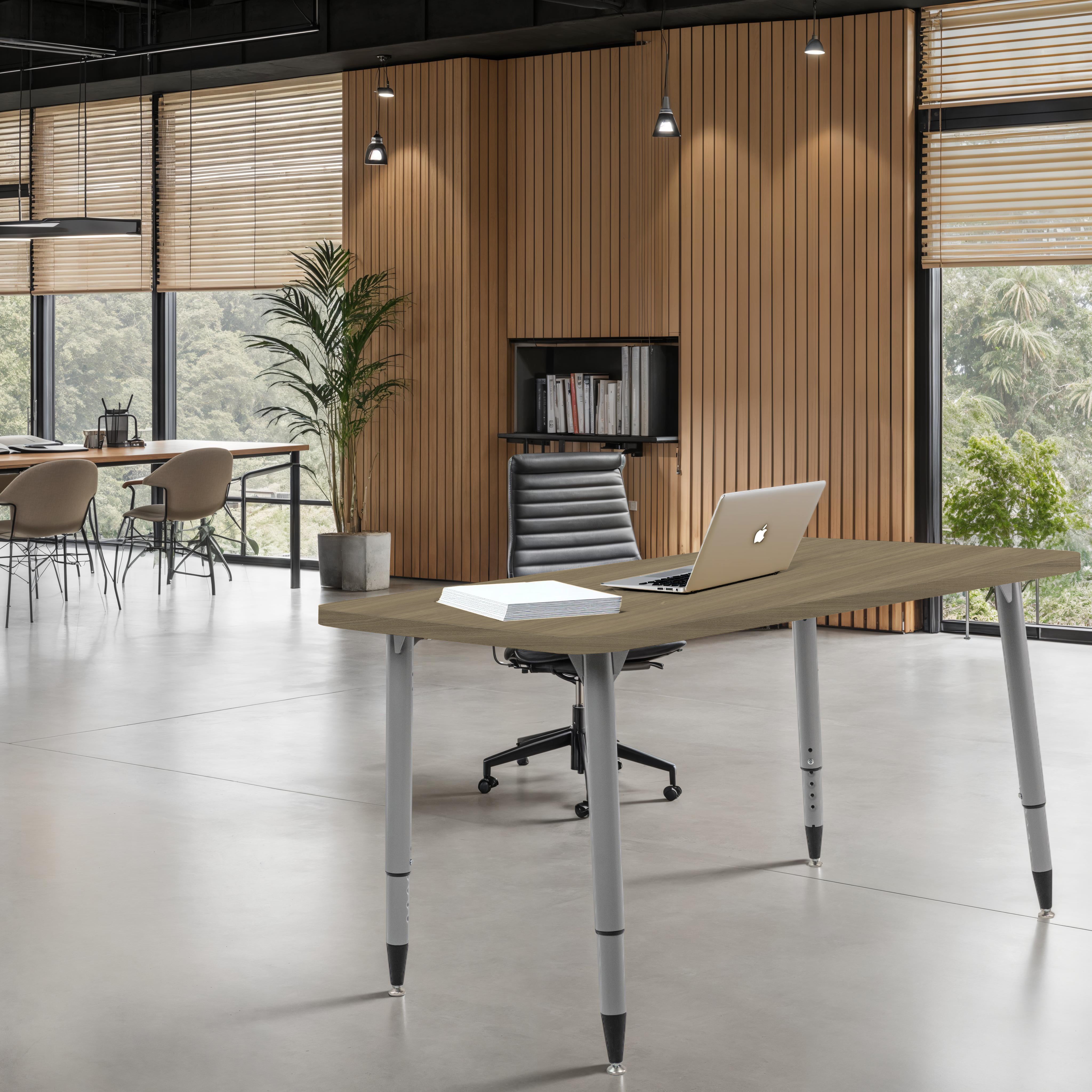 Adapte 30" x 48" Rectangle Woodgrain Activity Table with Adjustable Tapered Legs - Pasadena Oak/Silver