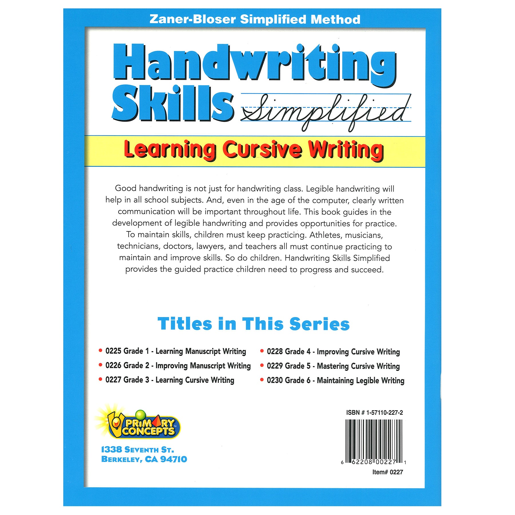 Handwriting Skills Simplified Book: Learning Cursive Writing