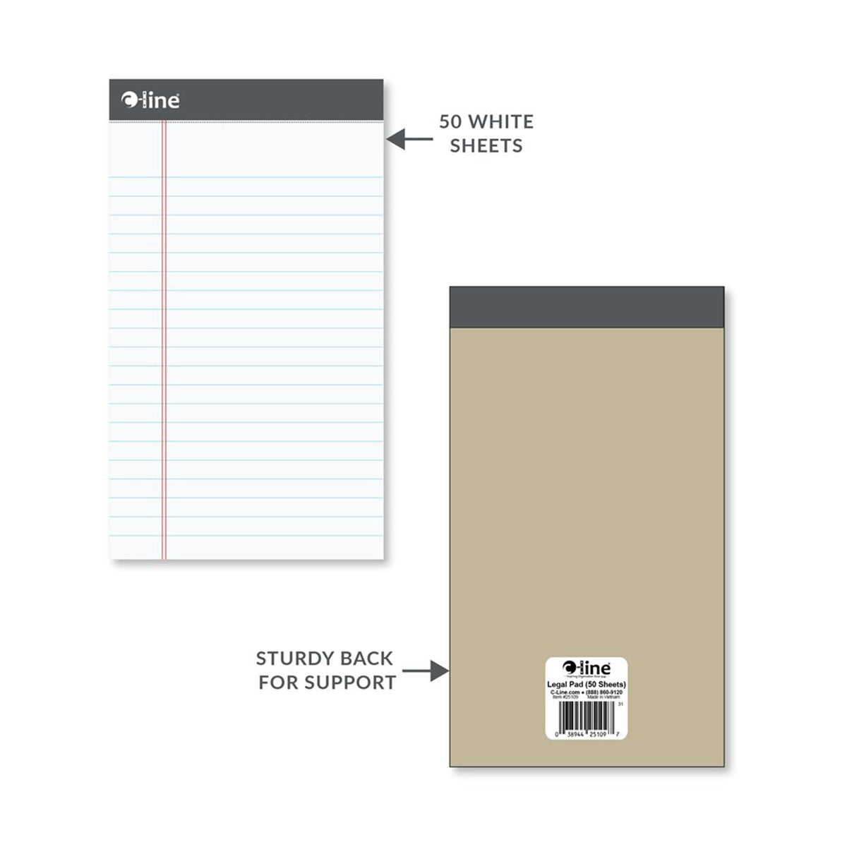(4 EA) LEGAL PAD WHITE 50CT 5X8