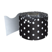 Black with White Polka Dots Rolled Scalloped Border, 65 Feet