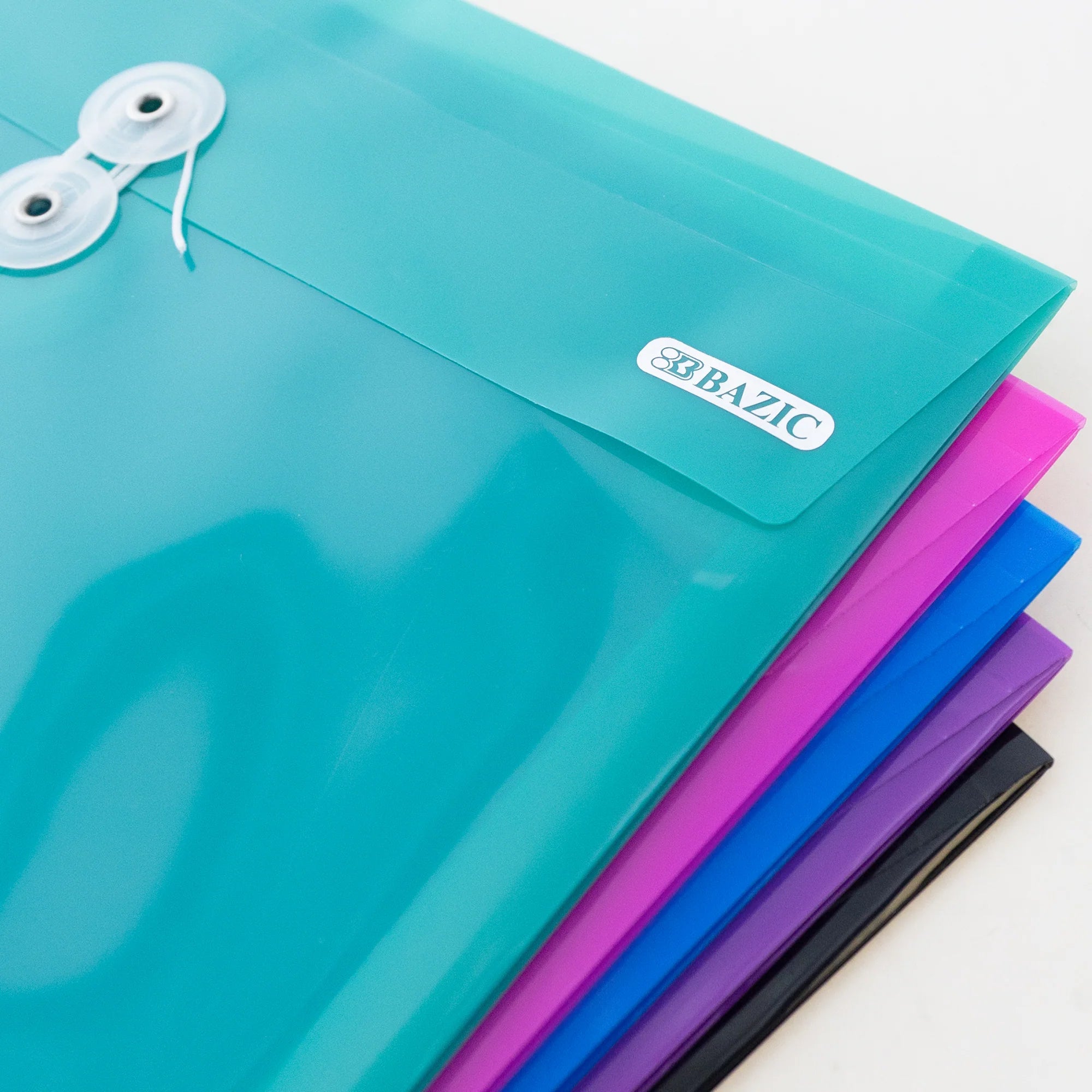 Poly Project Envelopes, 11-1/2" x 9-3/4", 200 Sheet Capacity, Assorted Colors, Pack of 5
