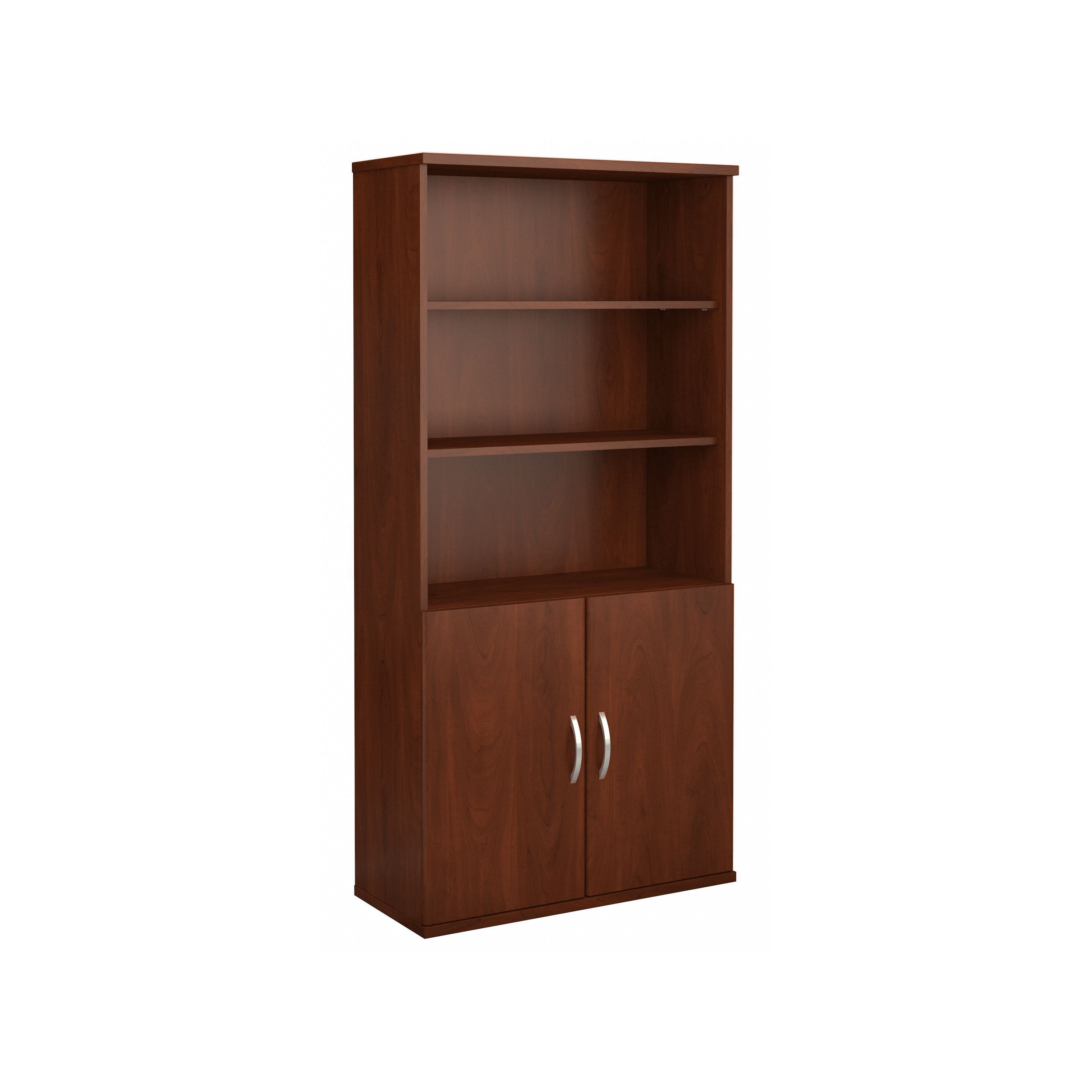Bush Business Furniture Series C 36W 5 Shelf Bookcase with Doors in Hansen Cherry - 35.71" Width x 15.35" Depth x 72.8" Height