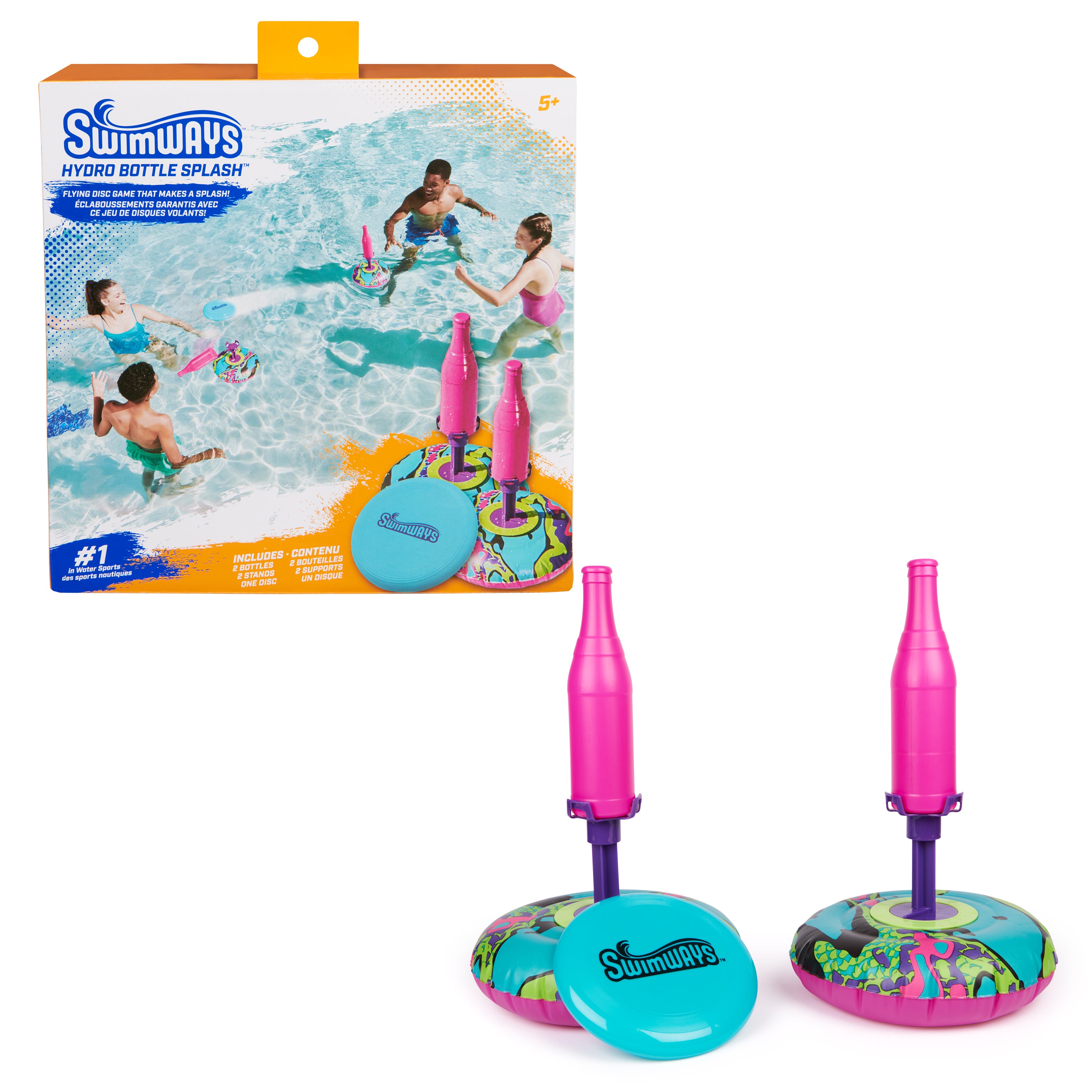 Swimways Hydro Bottle Splash, Pool Toys for Kids and Adults, Throwing Disc Swimming Pool Game, Outdoor Toys for Kids Aged 5 & Up