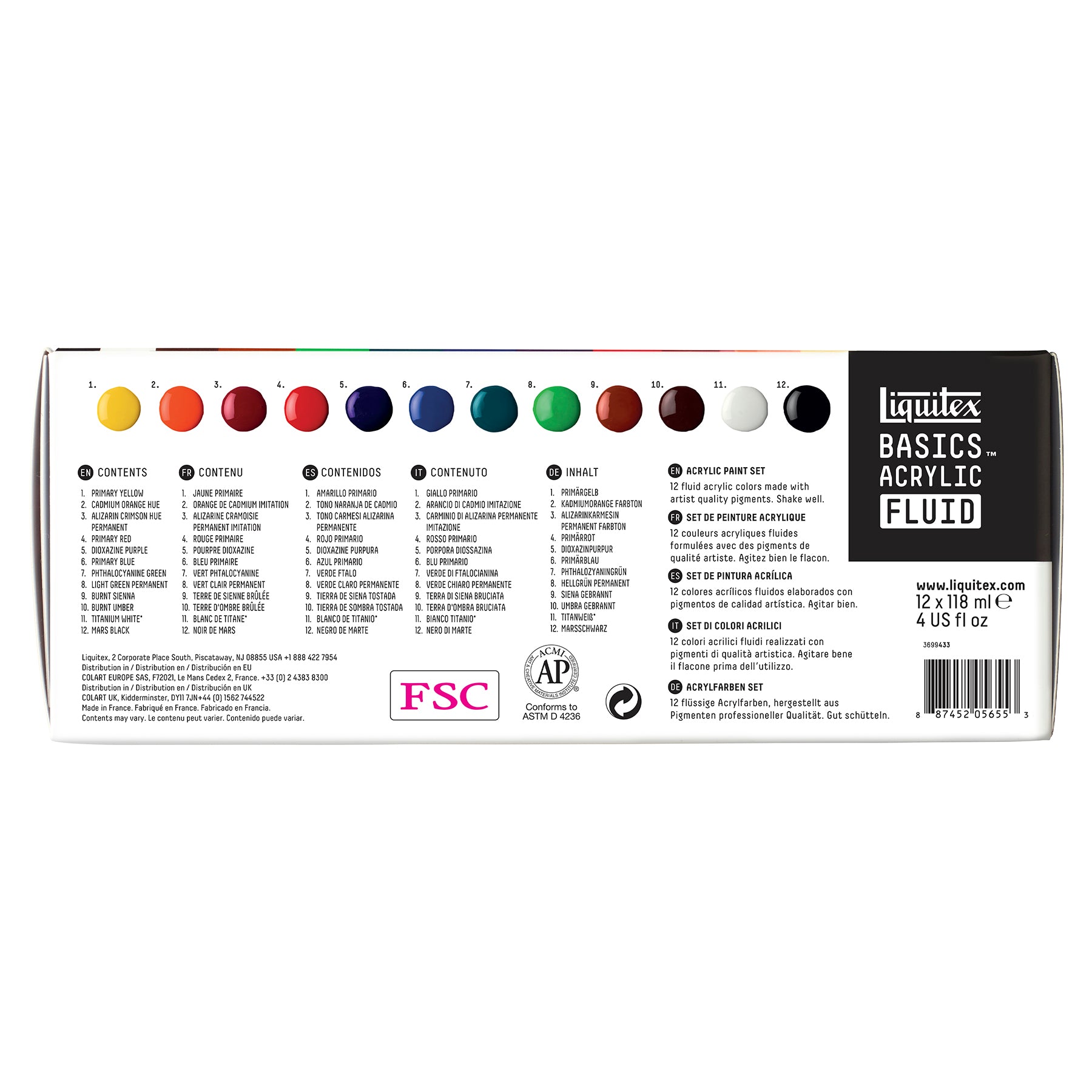 LQ BASICS Acrylic Fluid - 12 x 118ml Bottle Set