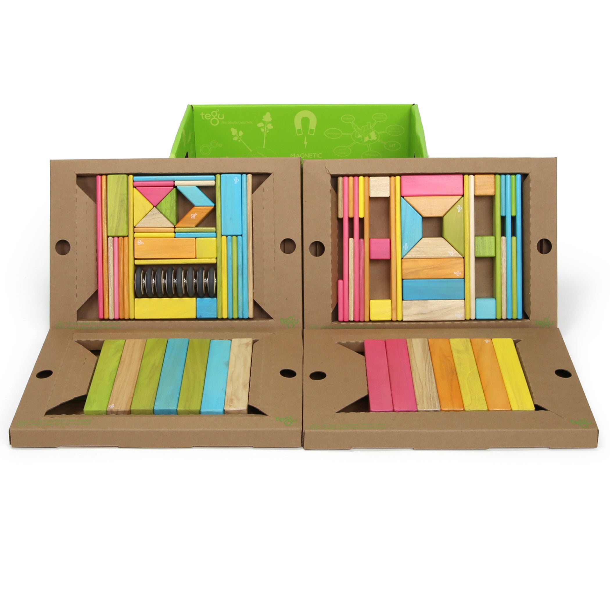 Magnetic Wooden Blocks, 90-Piece Classroom Kit, Tints