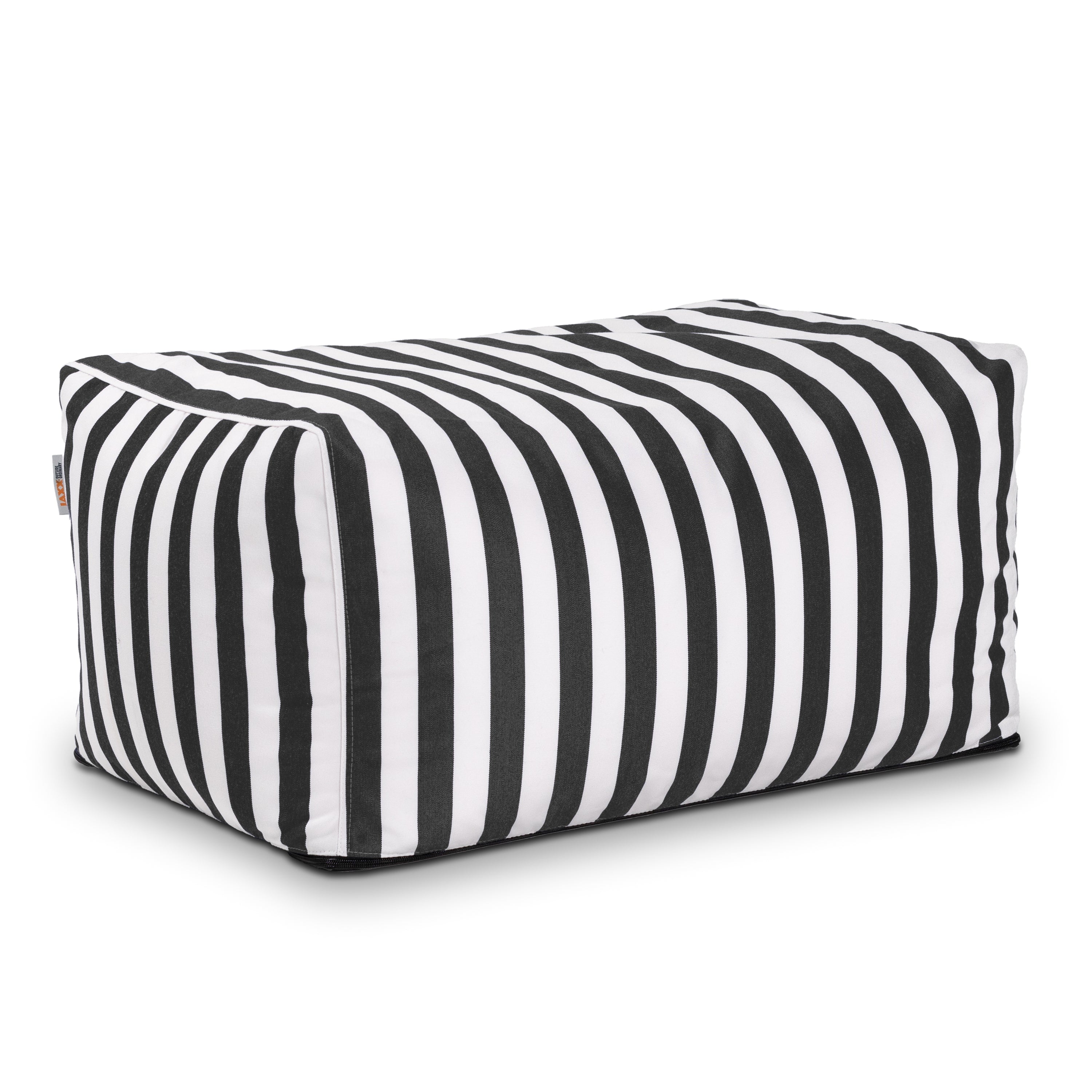 Jaxx Leon Outdoor Bean Bag Ottoman, Black & White Stripes