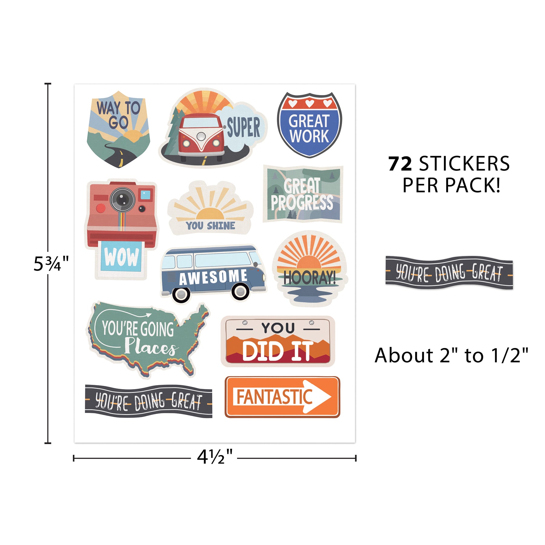 Moving Mountains Road Trip Stickers, Pack of 72