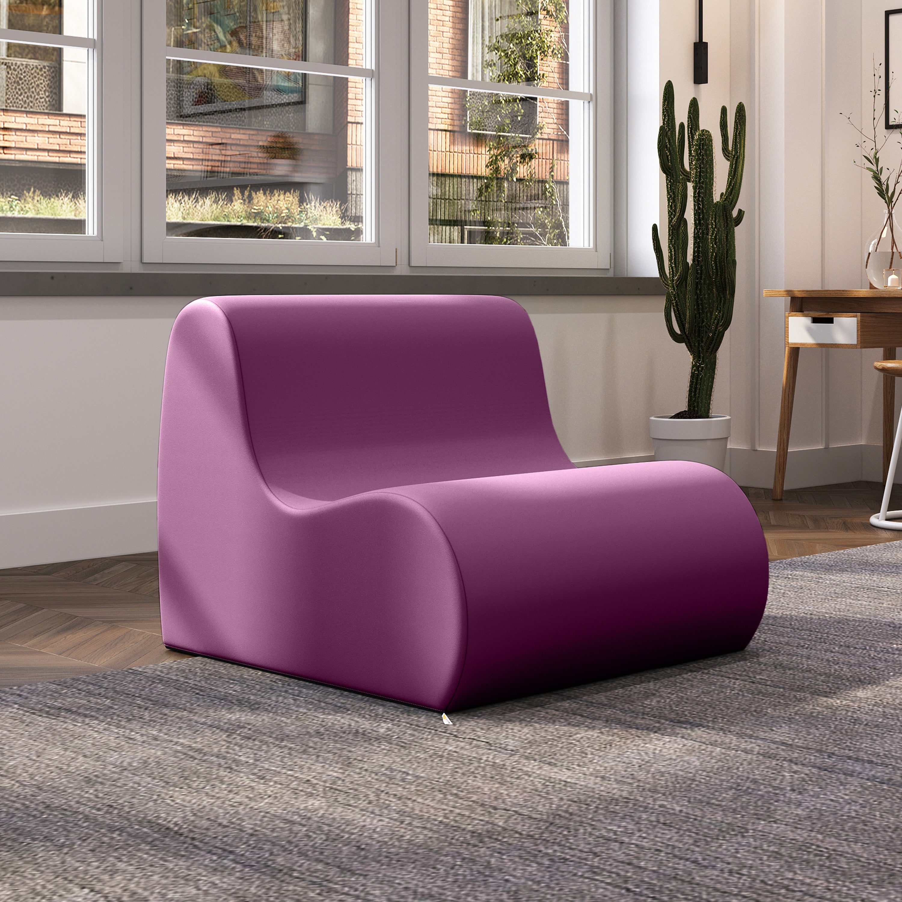 Jaxx Midtown Large Classroom Soft Foam Chair - Premium Vinyl Cover, Purple