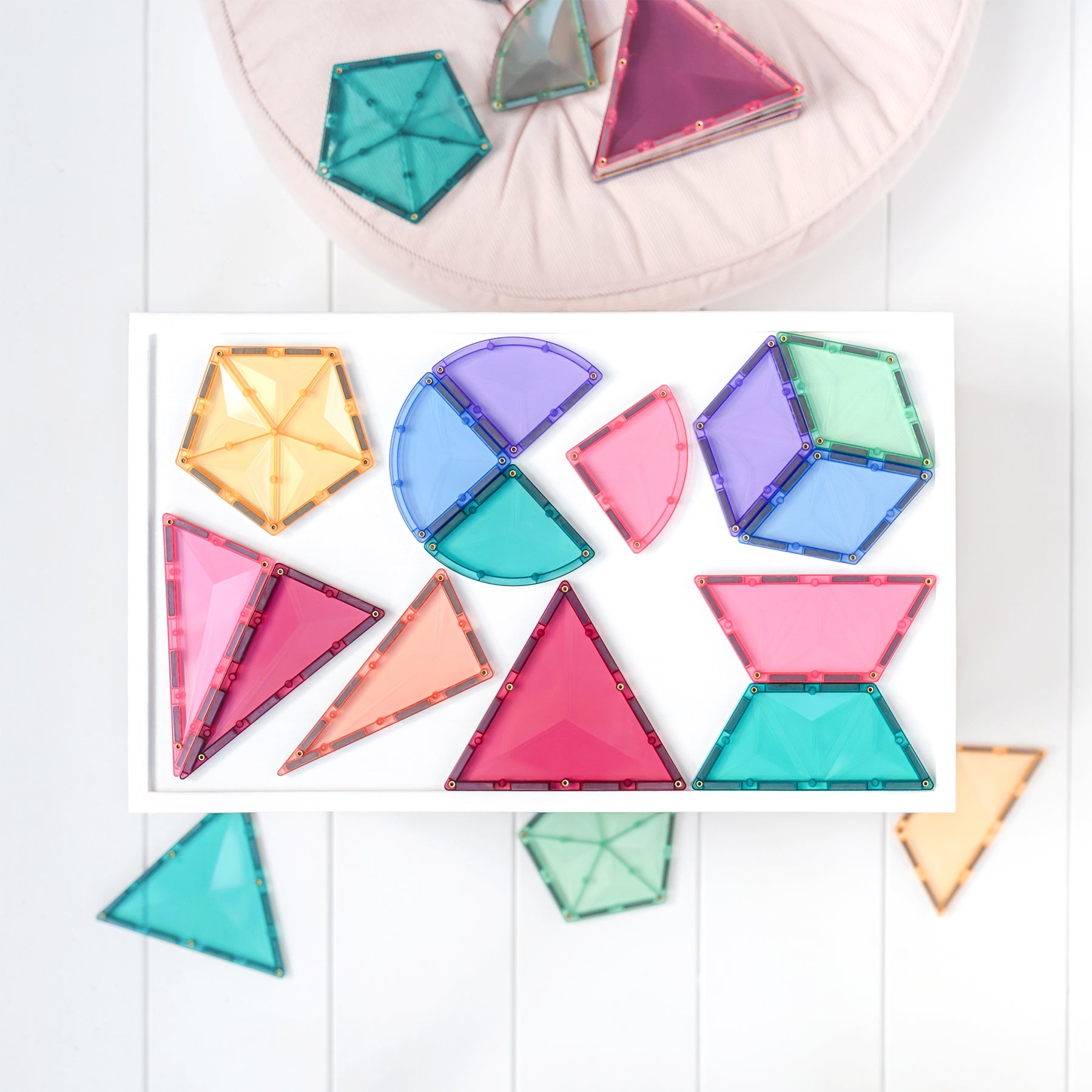 Magnetic Tiles Pastel Shape Expansion Pack, 48 Pieces