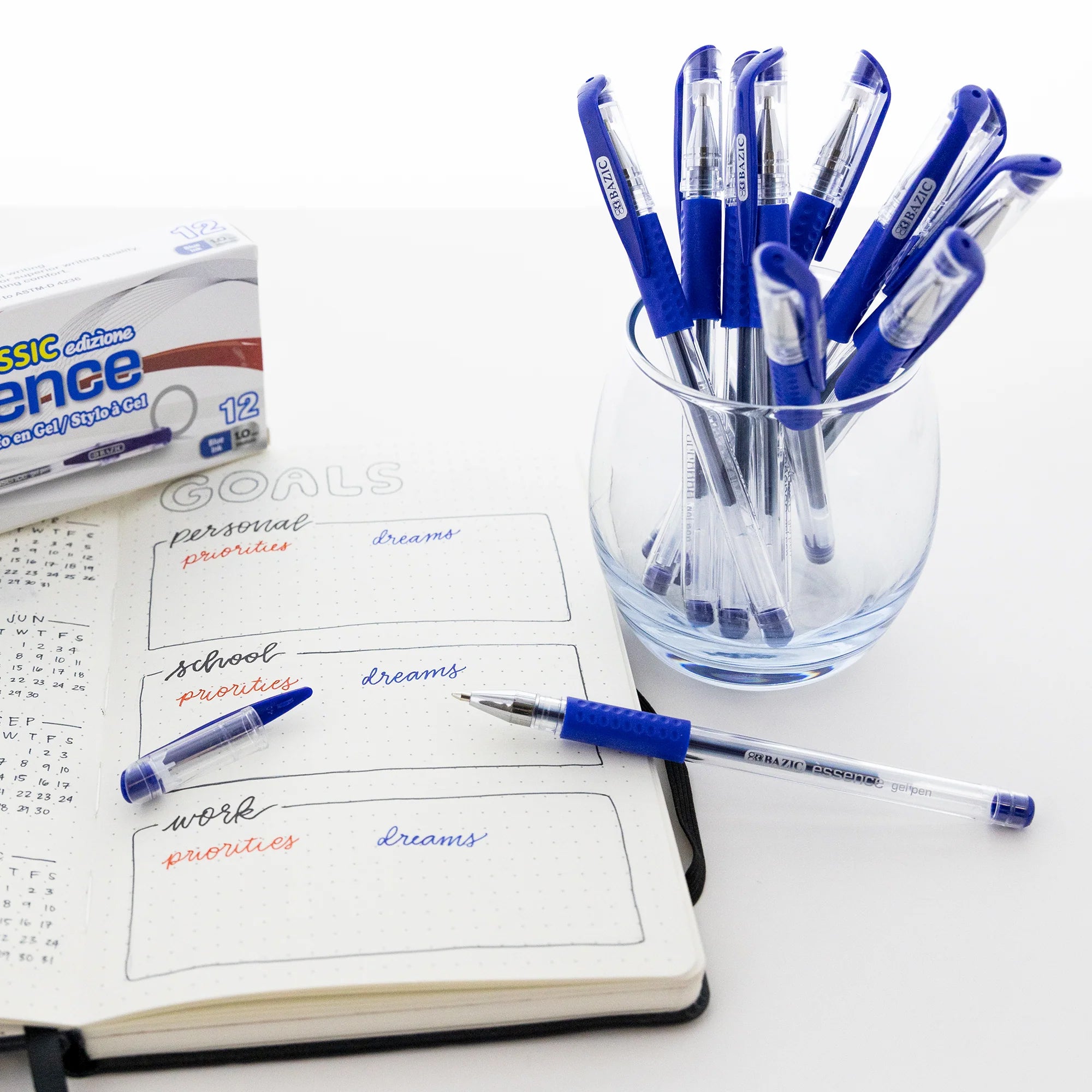Essence Gel Pen with Cushion Grip, Blue, Box of 12