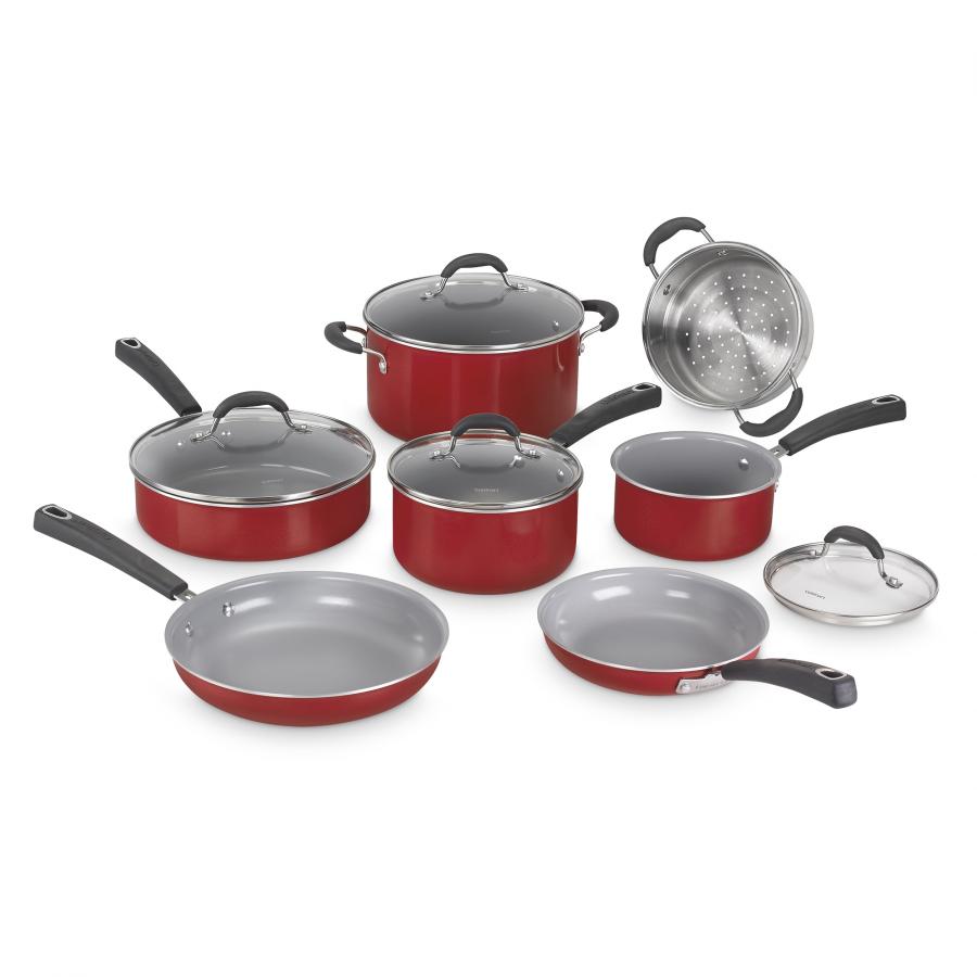11 Piece Set Ceramica XT Nonstick Cookware - Red