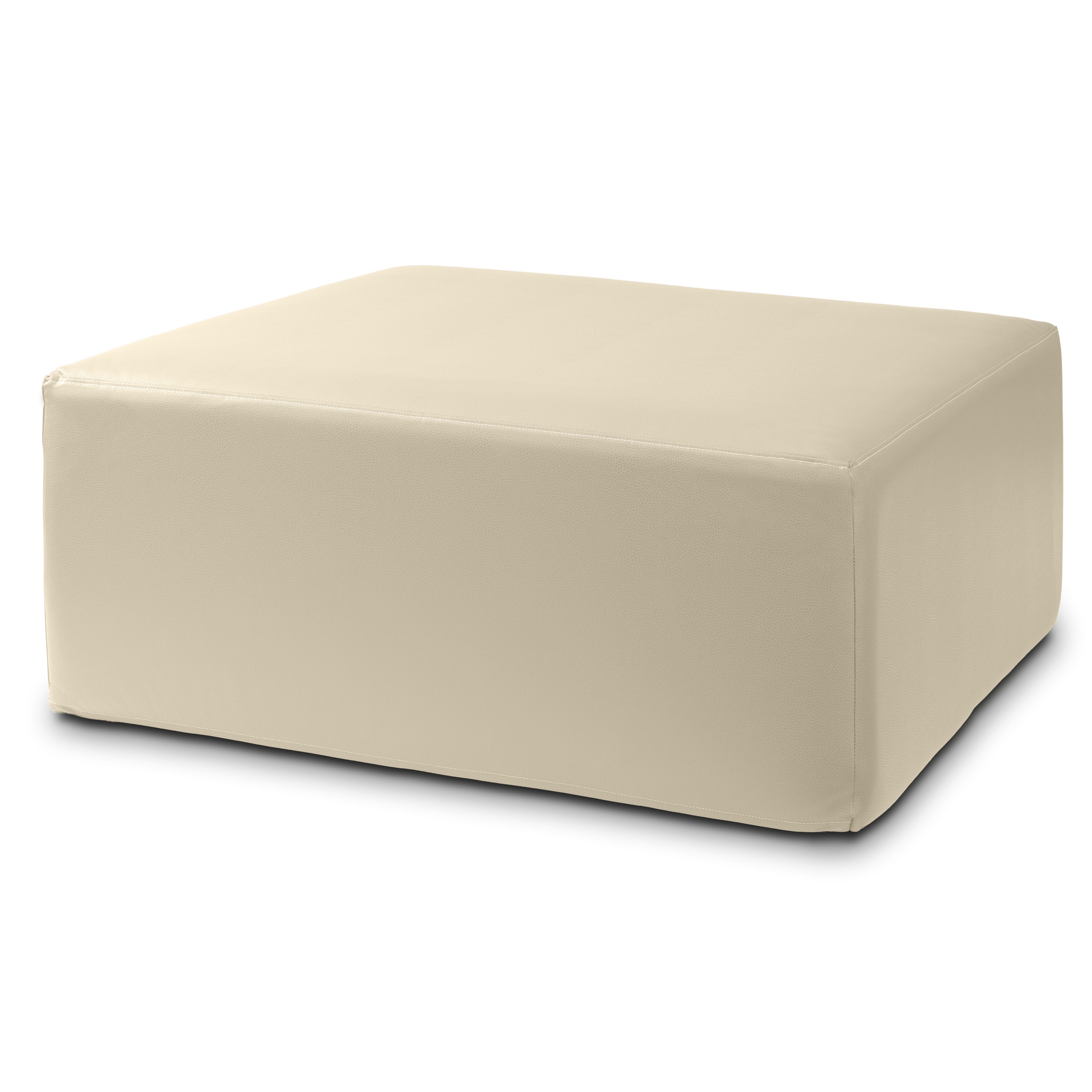 Jaxx Fairlie Couch Ottoman - Oversized Square Foam Coffee Table Ottoman, 36", Premium Faux Leather, Natural