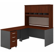 Bush Business Furniture Series C 60W L Shaped Desk with Hutch and Mobile File Cabinet in Hansen Cherry - 59.45" Width x 77.05" Depth x 72.85" Height