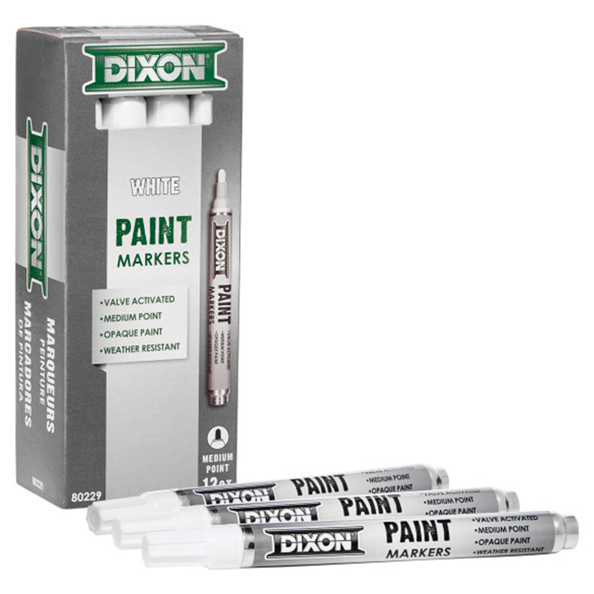 PAINT MARKERS MED TIP 12CT WHITE