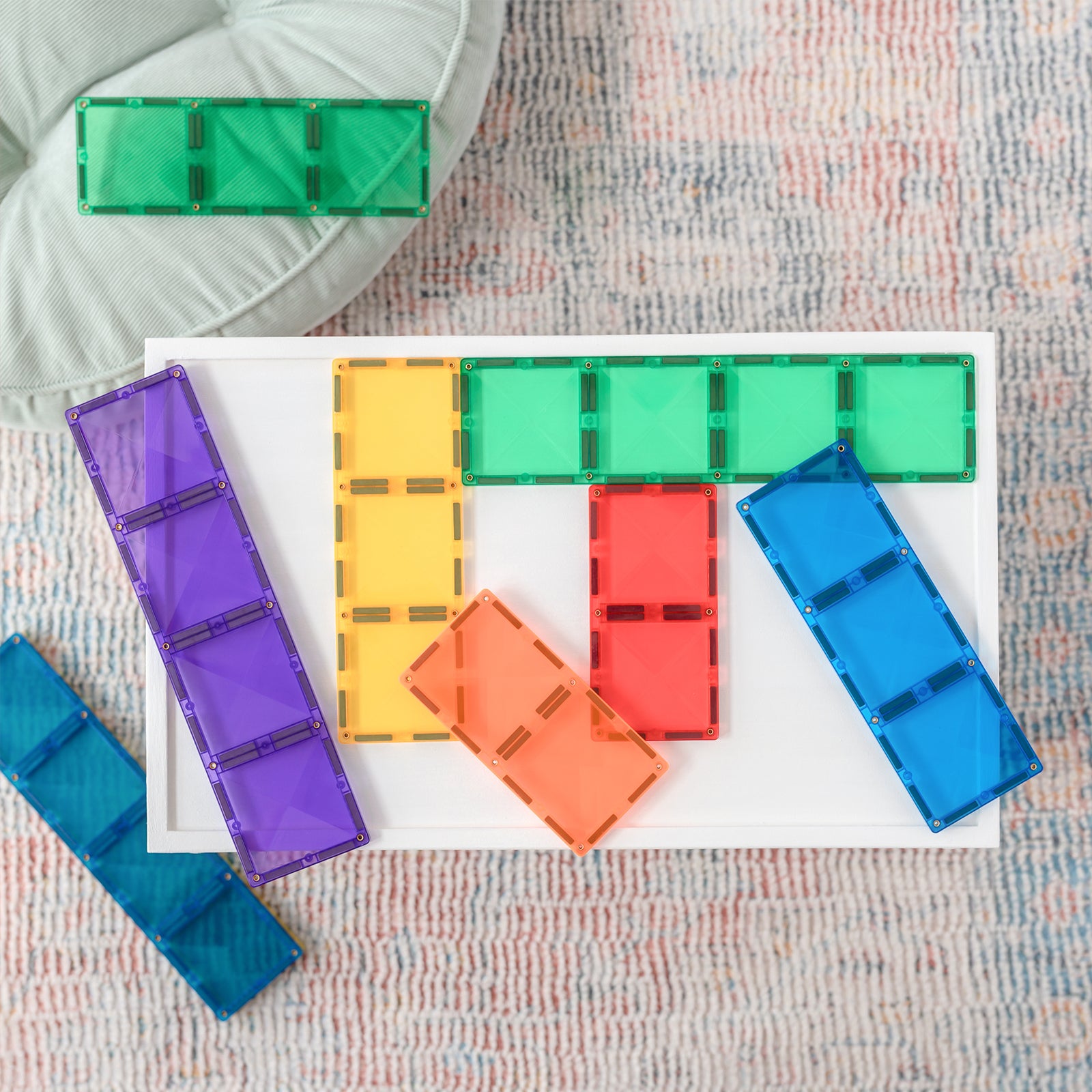 Magnetic Tiles Rainbow Rectangle Pack, 18 Pieces