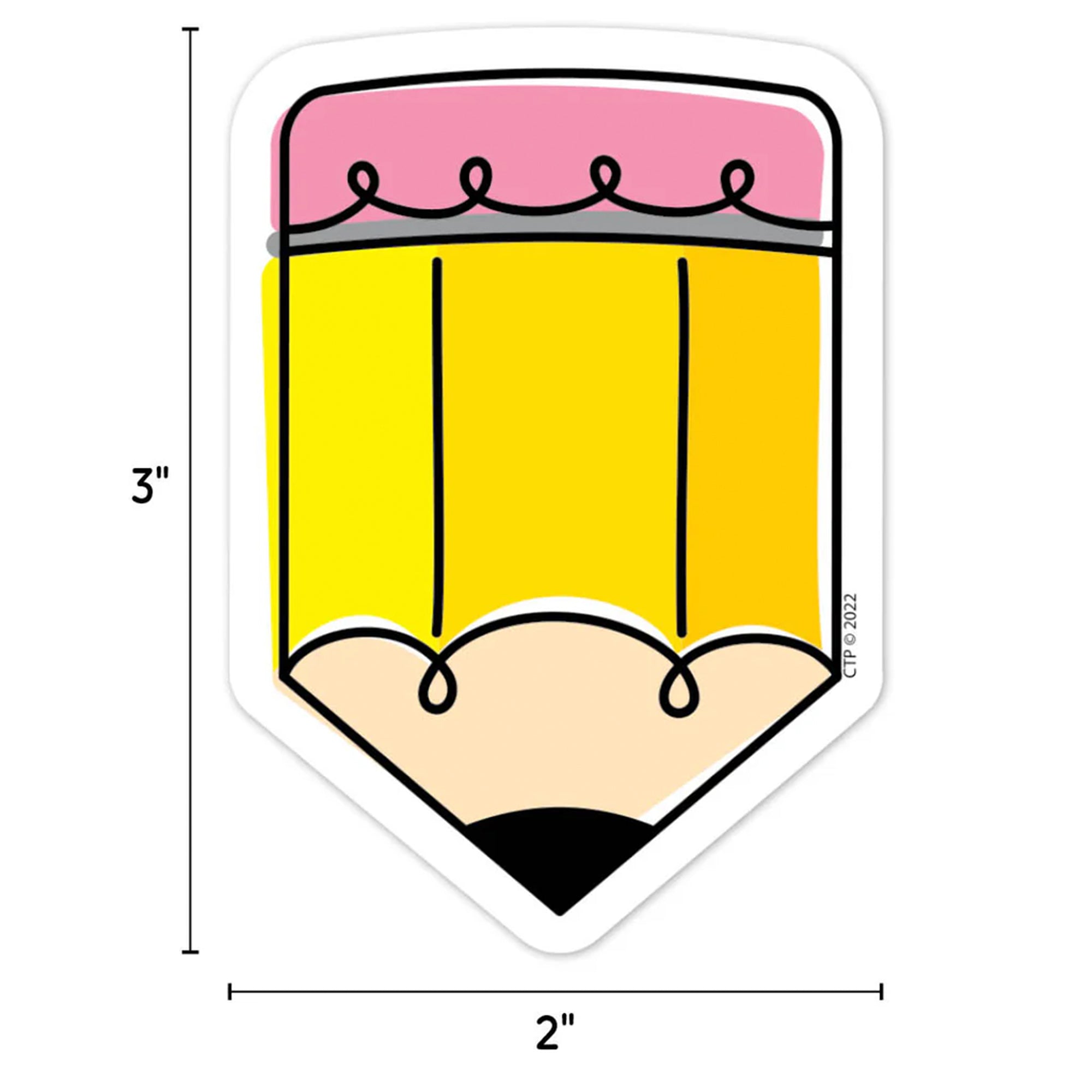 Core Décor Doodle Pencil 3" Designer Cut-Outs, Pack of 36