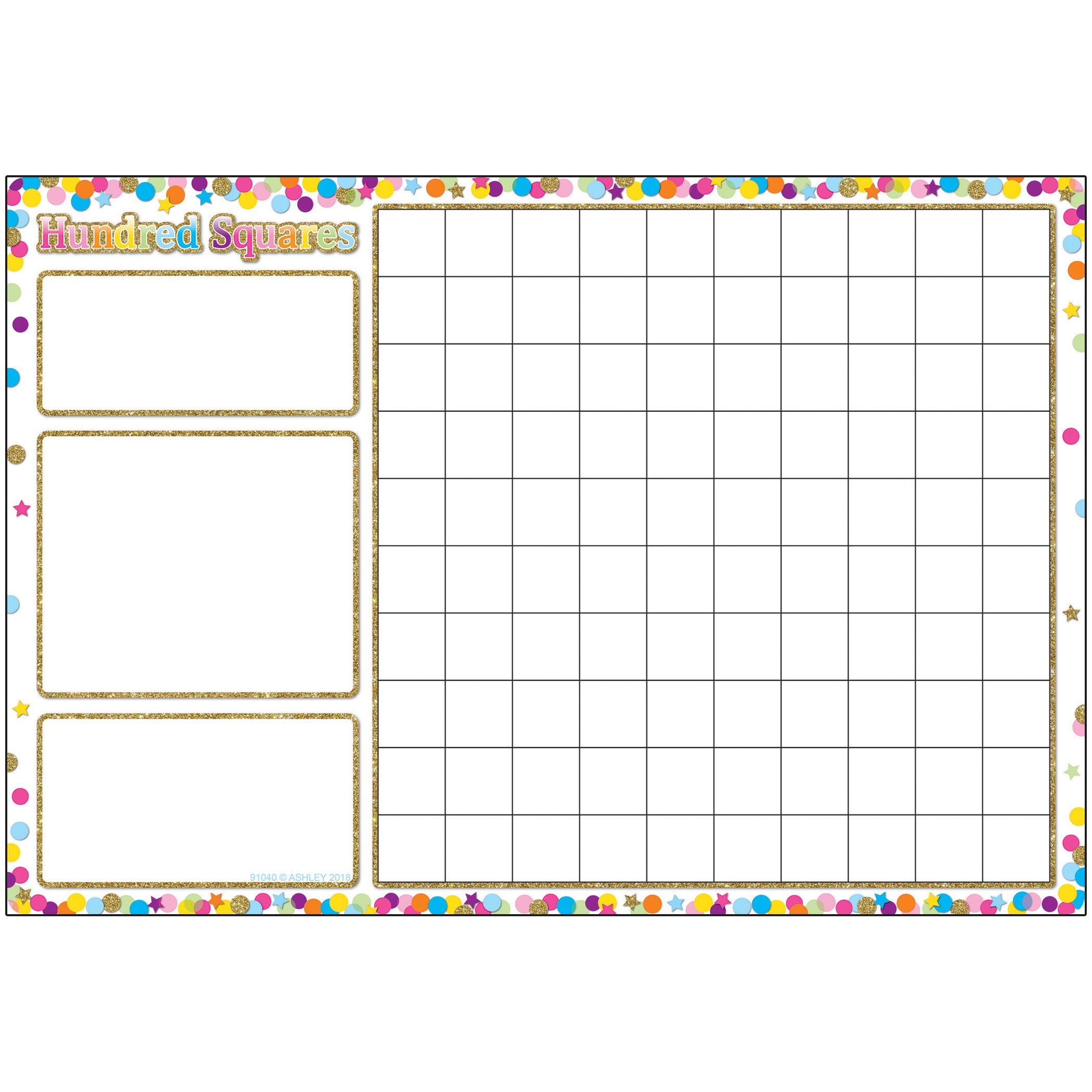 Smart Poly™ Chart, 13" x 19", Confetti Hundred Squares