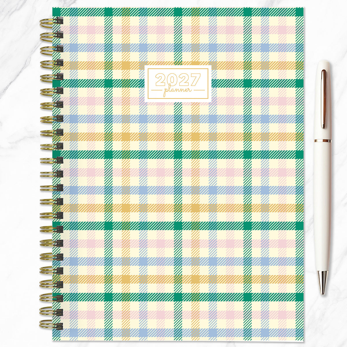 2027 PASTEL PLAID MED WK MON PLNNER