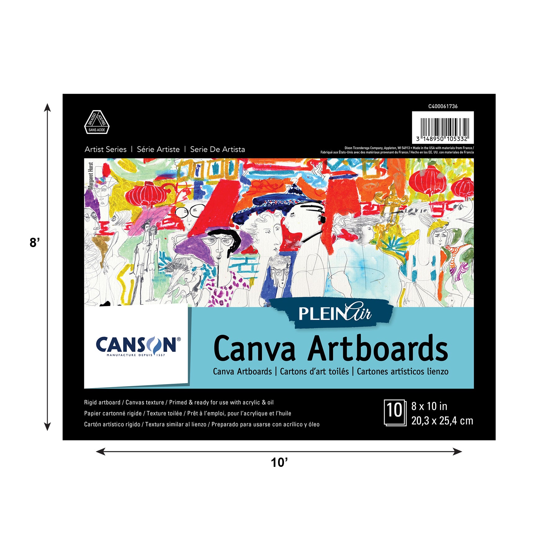 Artist Series Canva Plein Air Canvas Board, Foldover Binding, 10 Sheet, 8x10 inch, 1 Count