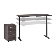 Move 60 Series by Bush Business Furniture 60W x 30D Height Adjustable Standing Desk with Storage in Storm Gray with Black Base - 59.45" Width x 29.37" Depth x 47.69" Height