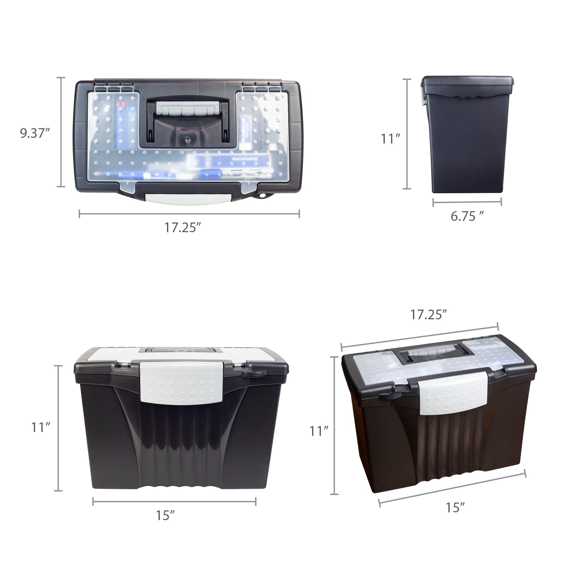 Letter/Legal Portable File Box, Black
