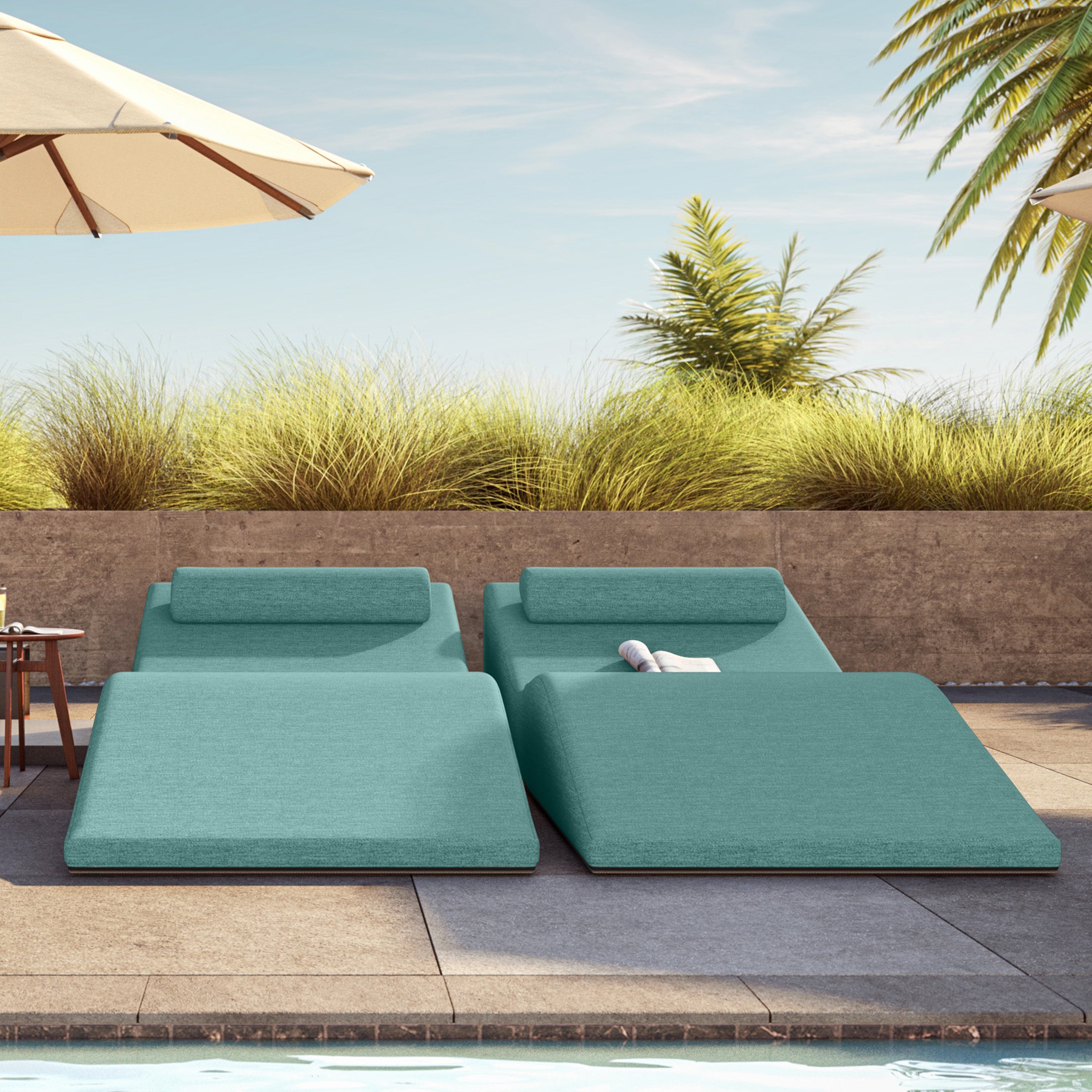Jaxx Clermont Sun Lounger - Luxurious Waterproof Poolside Lounge & Outdoor Chaise - Sunbrella Breeze