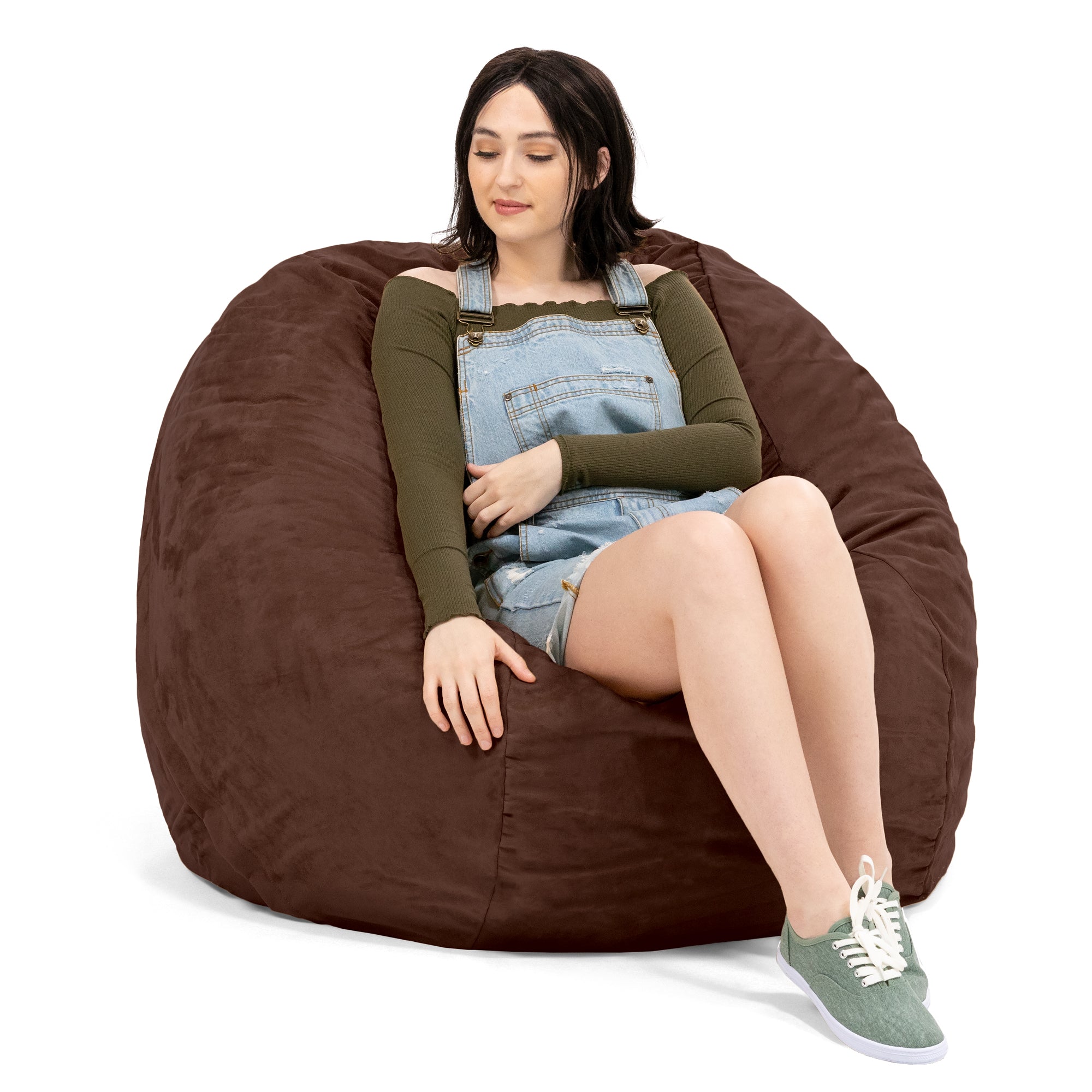 Jaxx 4 ft Round Bean Bag Chair for Adults, Chocolate
