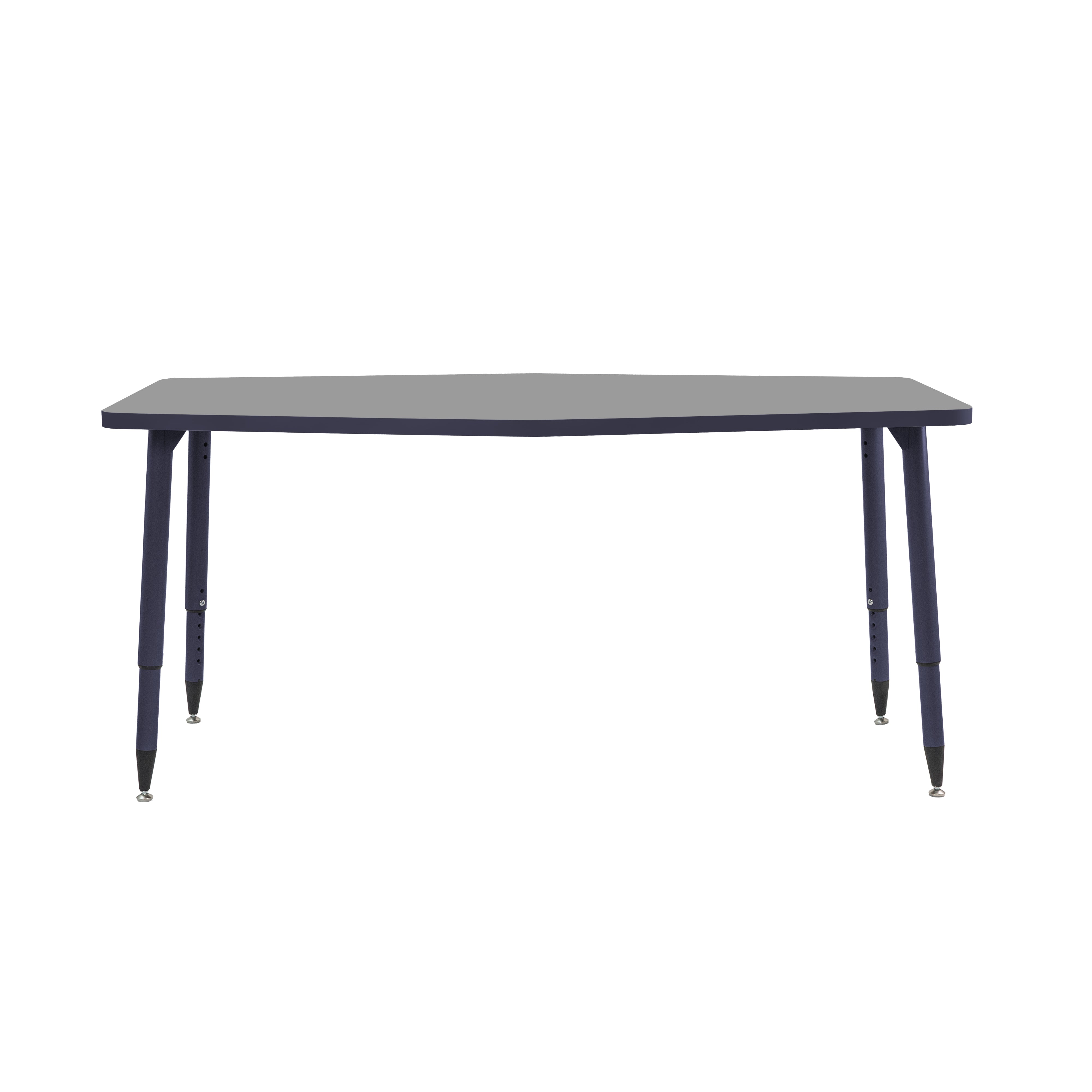 Adapte 34" x 60" Long Hexagon Thermofused Activity Table with Adjustable Tapered Legs - North Sea/Navy