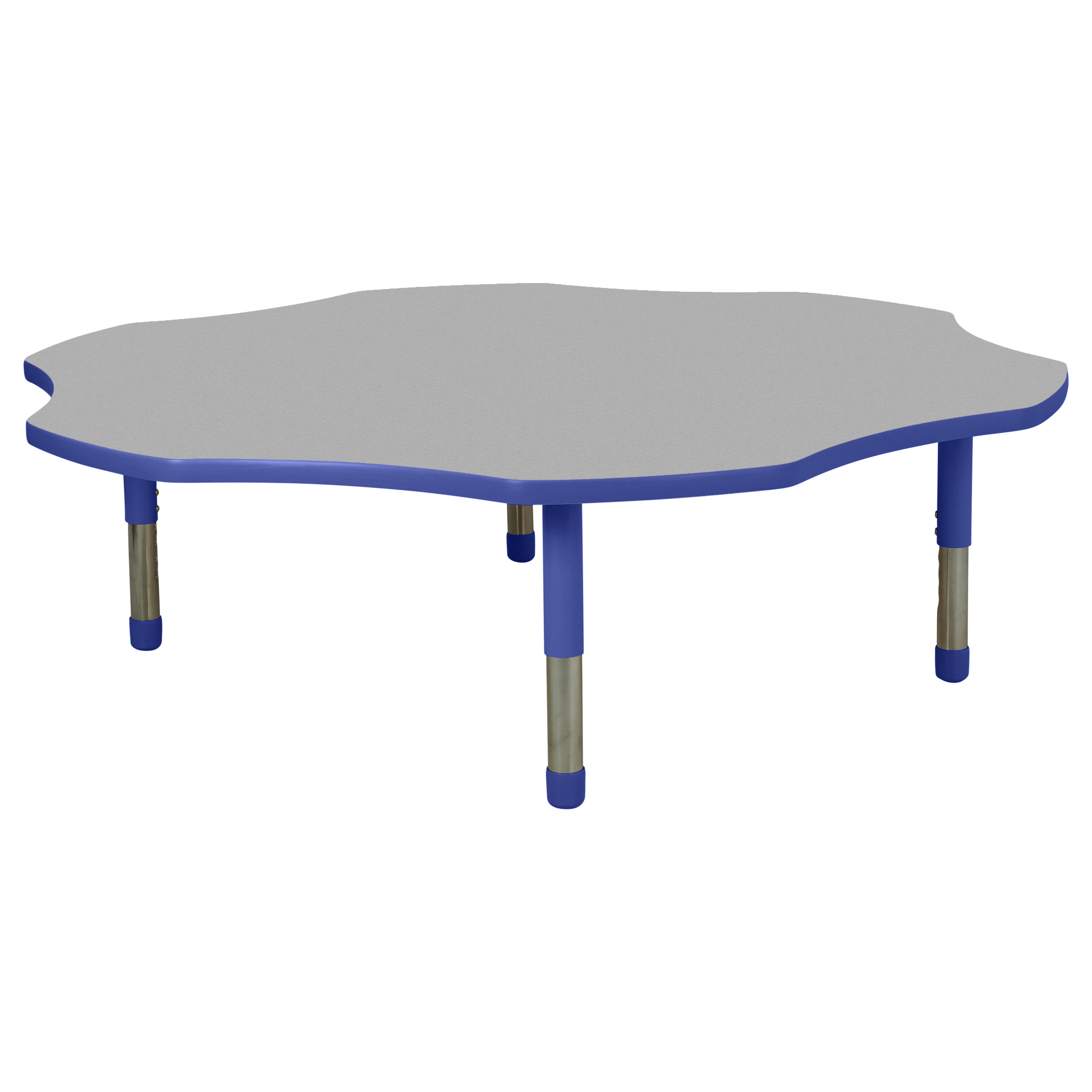 60" x 60" Flower T-Molding Activity Table with Adjustable Tiny Tot Legs - Gray/Blue