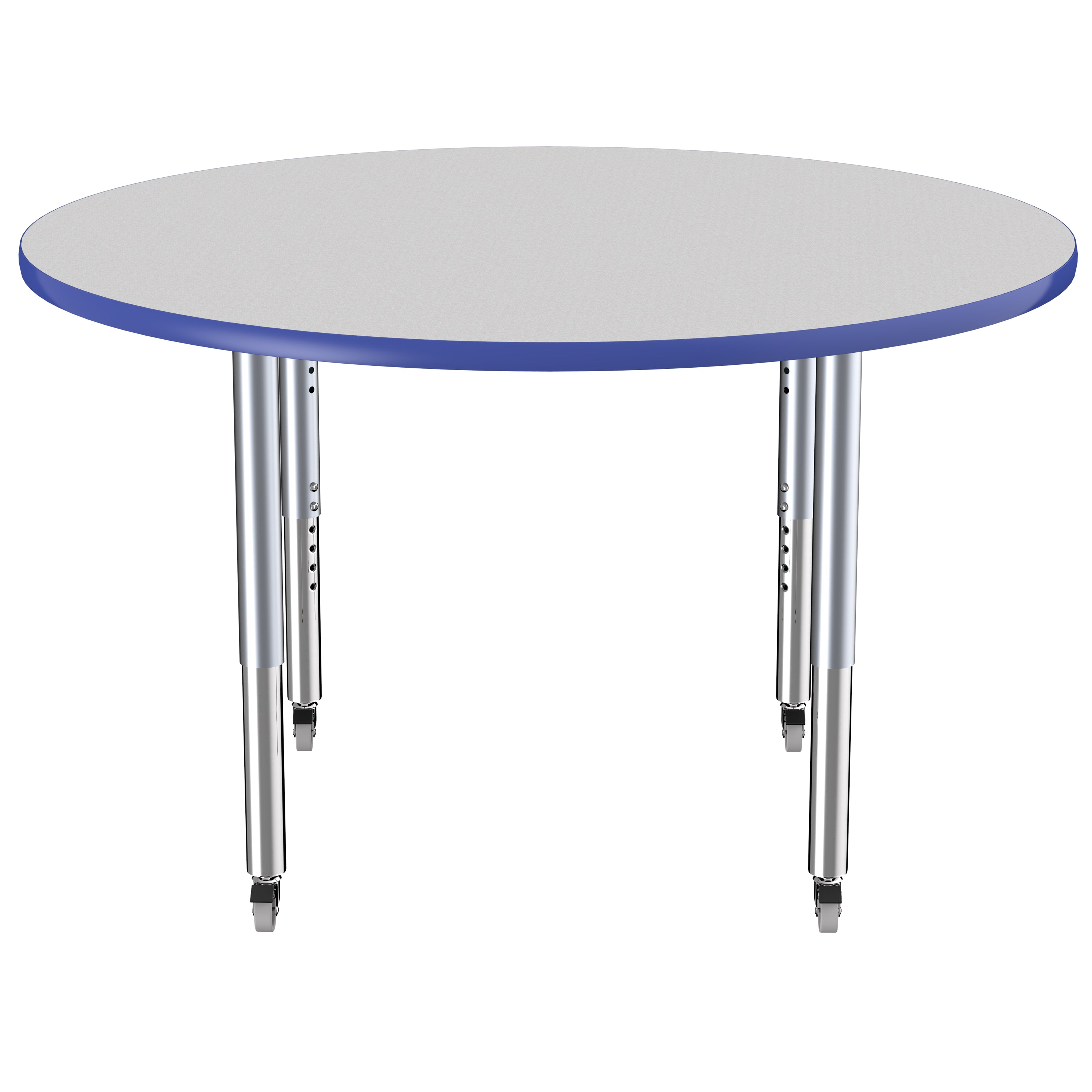 48" Round Thermofused Activity Table with Adjustable Super Legs - Gray/Blue/Silver