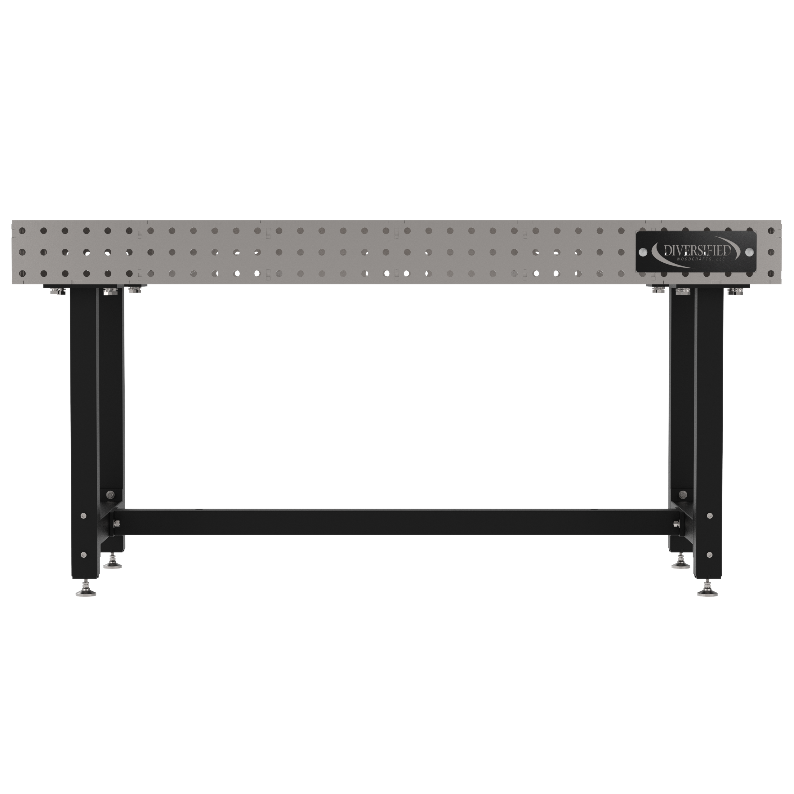 Welding Fixture Table, Fixed Height, 36"H x 72"L x 36"D, 1/4" Carbon Steel Top, Four Black Powdercoat Legs, Self-Leveling Feet