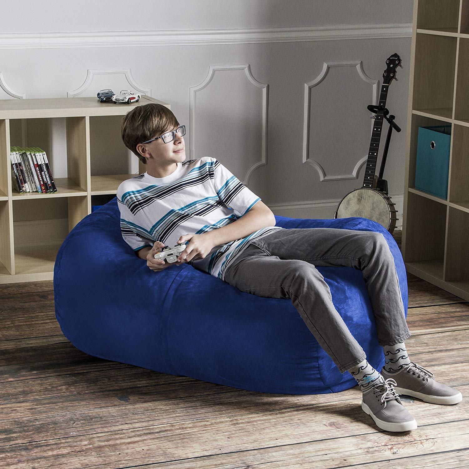 Jaxx Sofa Saxx 4-foot Bean Bag Lounger, Blueberry