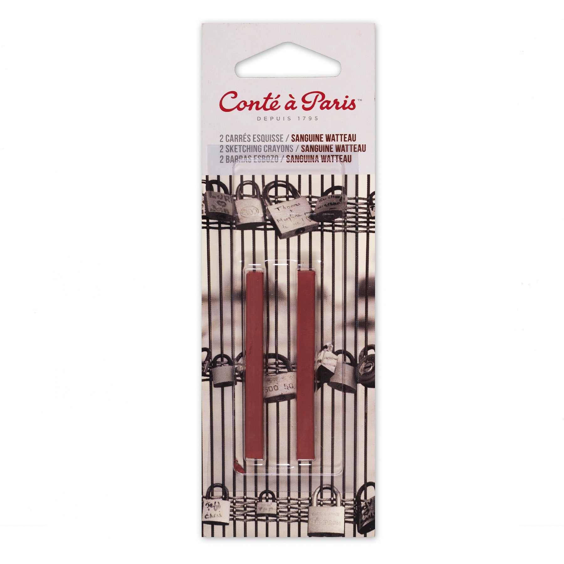 Carrés Esquisse Sketching Crayons, Sanguine Watteau (2452), Pack of 2
