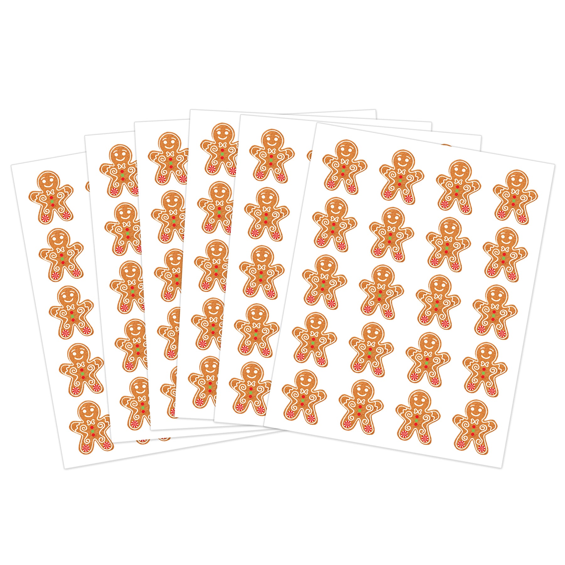 Gingerbread Cookies Stickers, Pack of 72