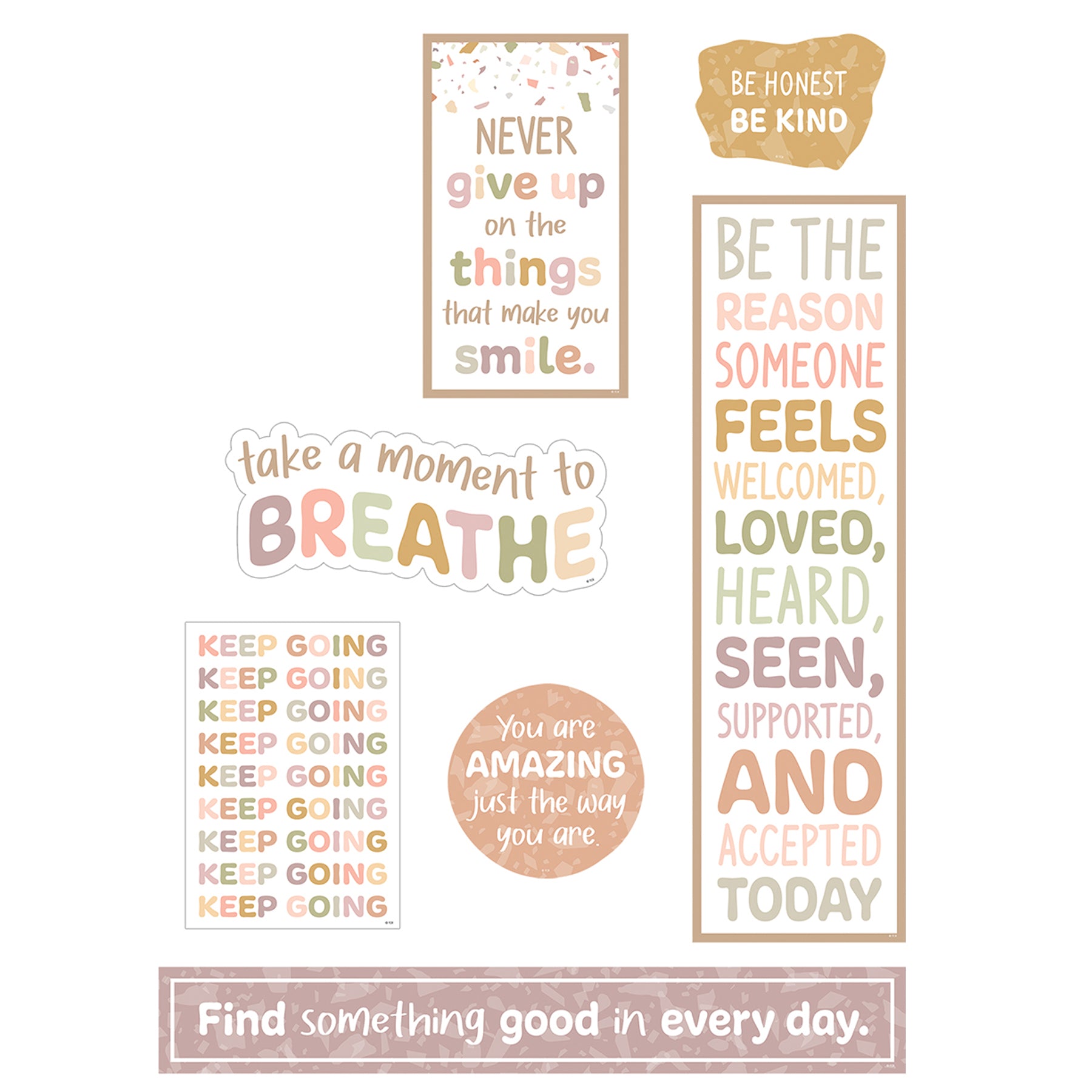 Terrazzo Tones Mini Bulletin Board Set, 18 Pieces