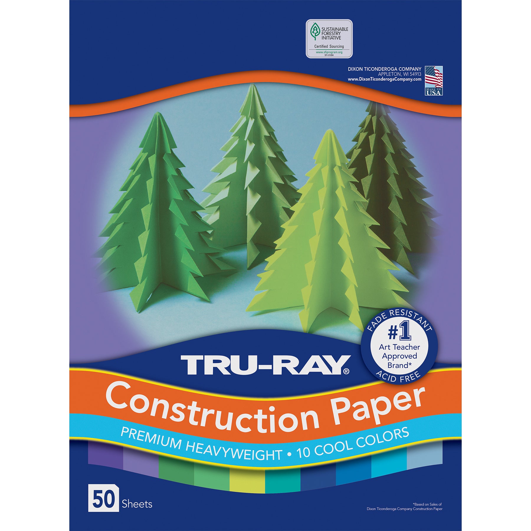 Construction Paper, Heavyweight, Cool Assorted, 9" x 12", 50 Sheets