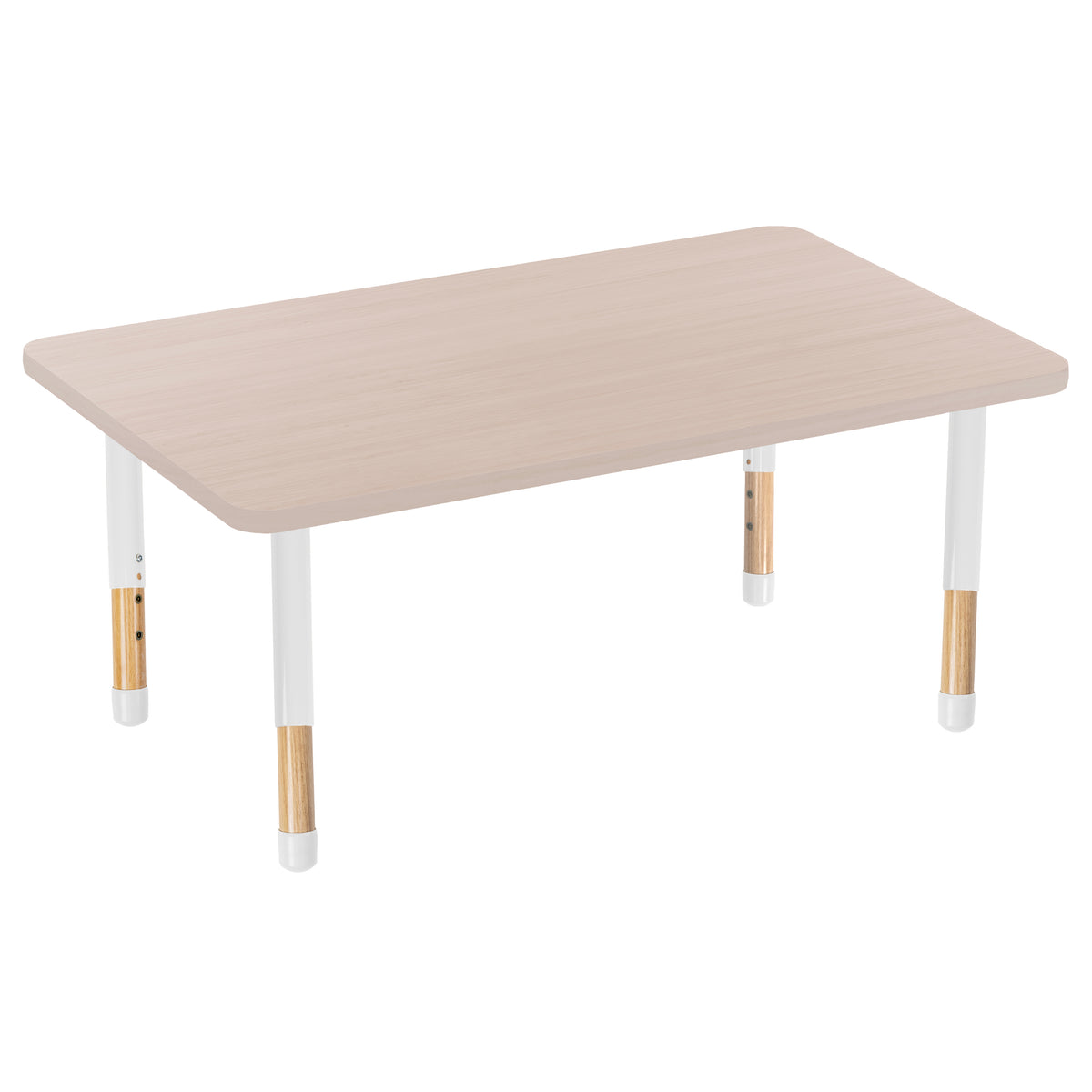 30" x 48" Rectangle Thermofused Activity Table with Adjustable Chunky Wood Legs - Asian Sand/White/Natural