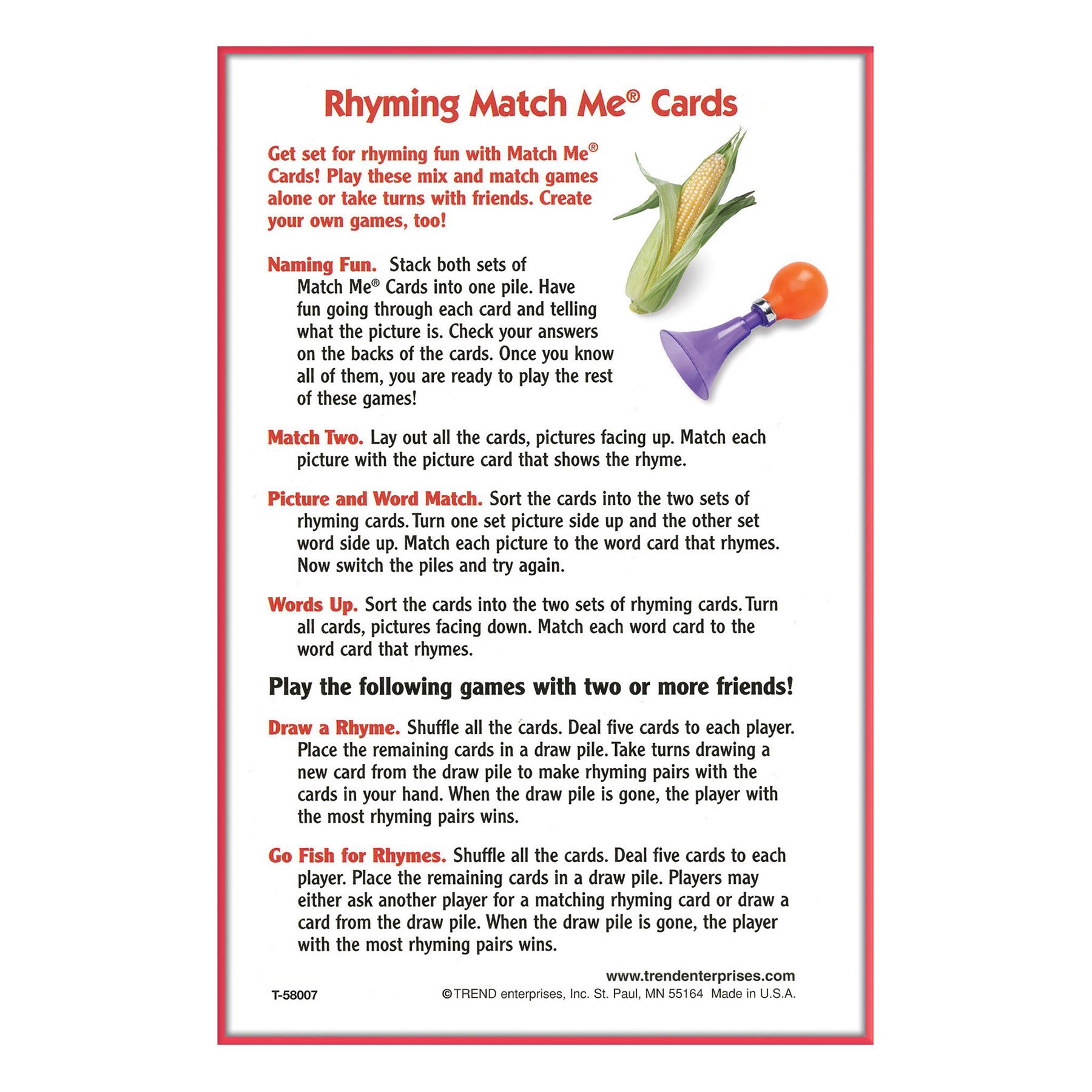 MATCH ME CARDS RHYMING 52/BOX