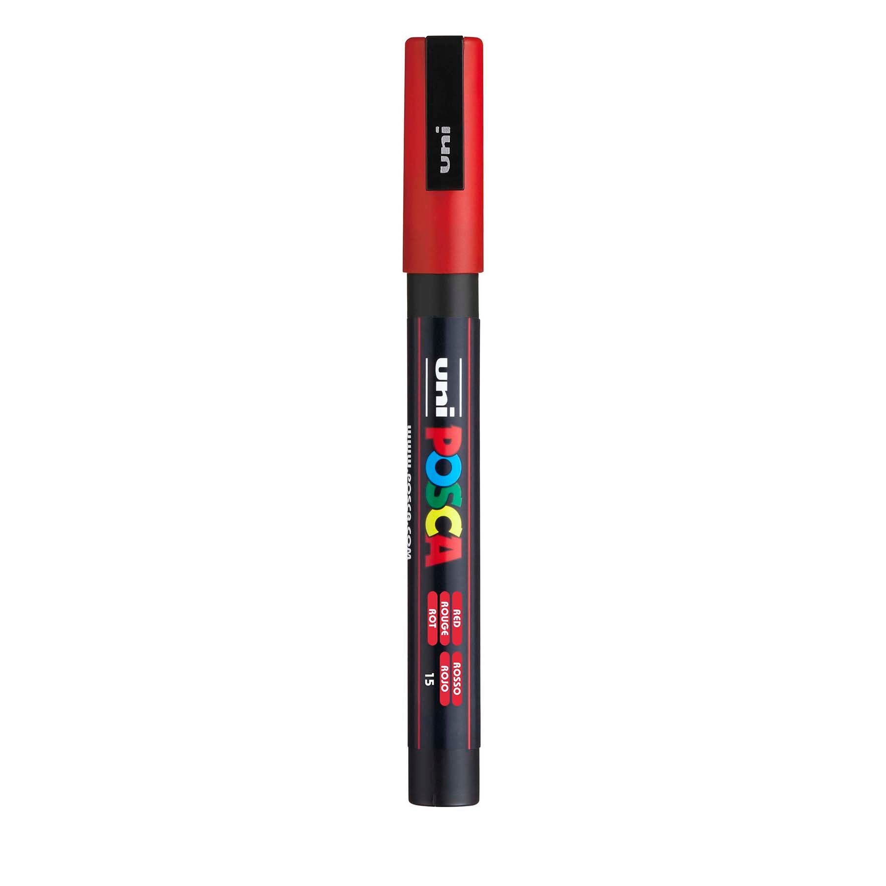 uni® POSCA PC-3M Water-Based Paint Markers, Reversible Fine Tip (0.9-1.3mm), Red