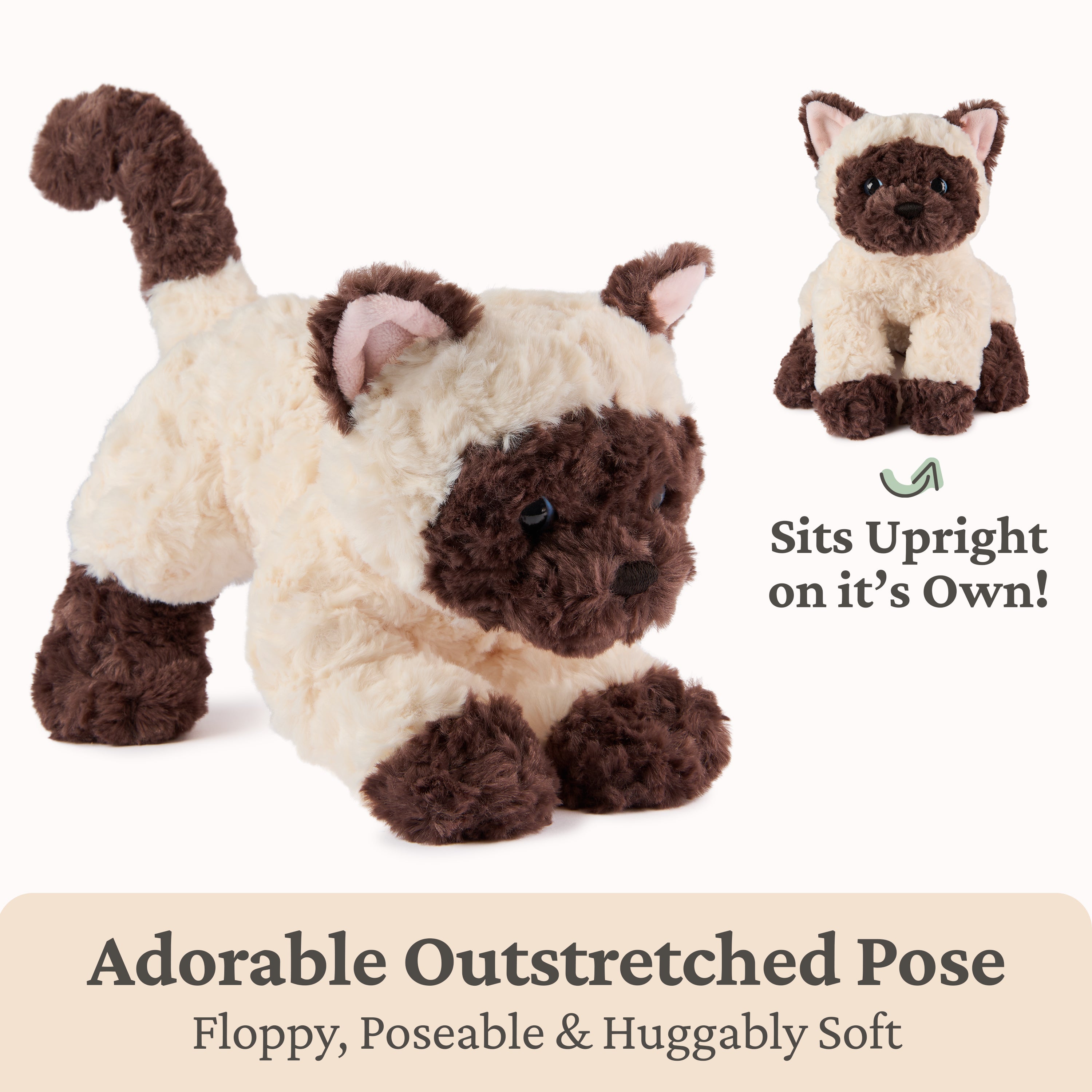 GUND Bootsie Siamese Kitten Plush Toy, Premium Cat Stuffed Animal for Ages 1 and Up, Cream/Brown, 9”
