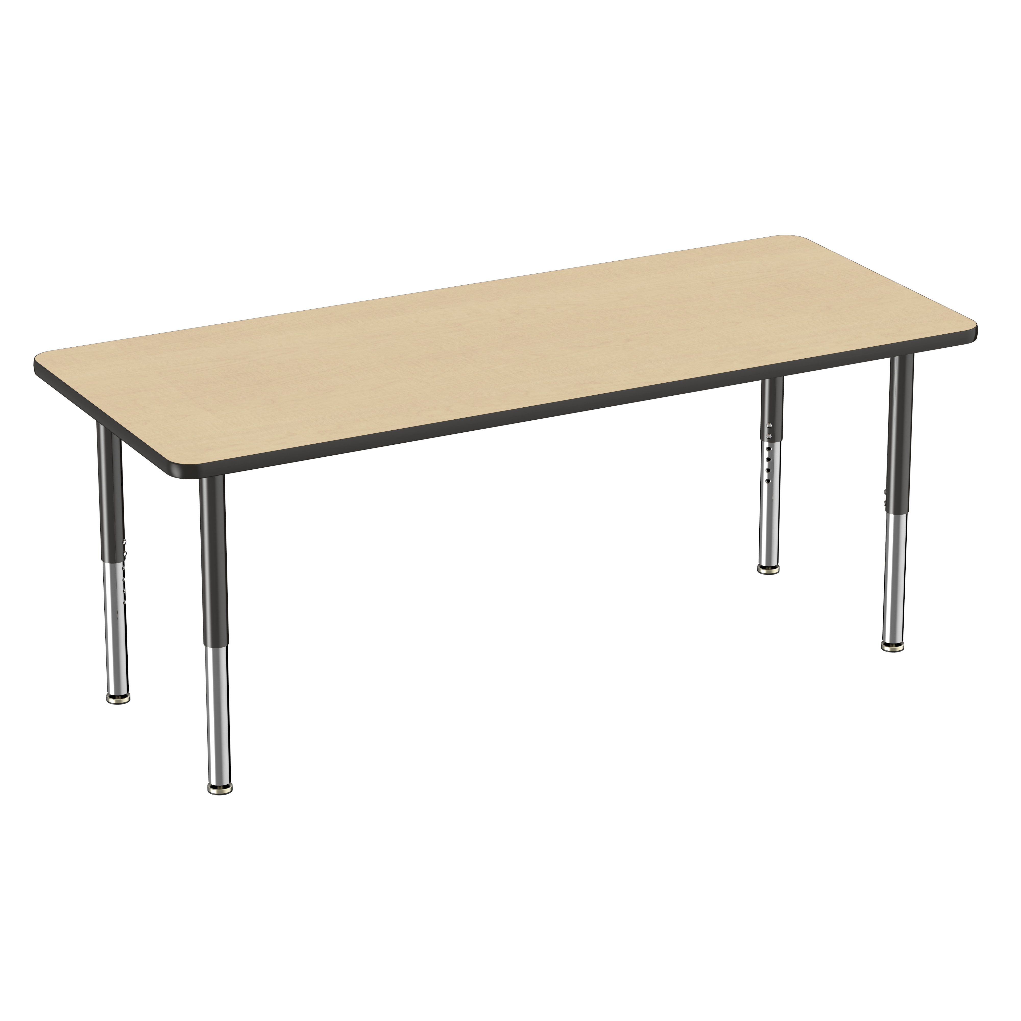 30" x 72" Rectangle T-Molding Activity Table with Adjustable Super Legs - Maple/Black
