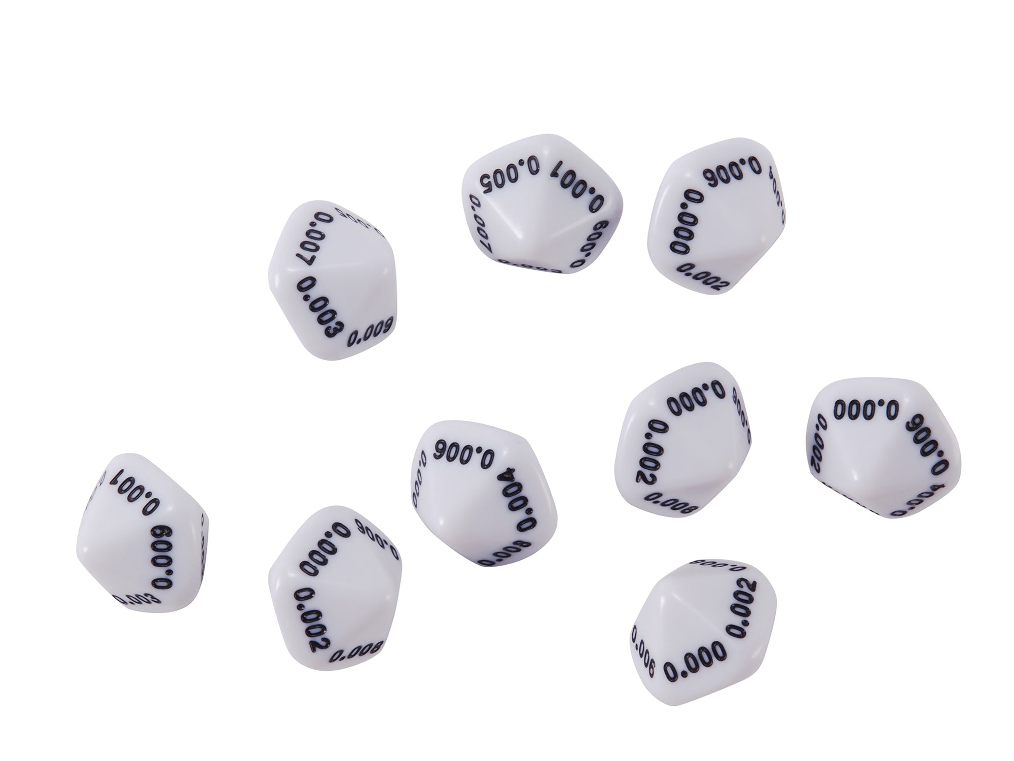 10-Sided Place Value Dice - Thousandths - Set of 12